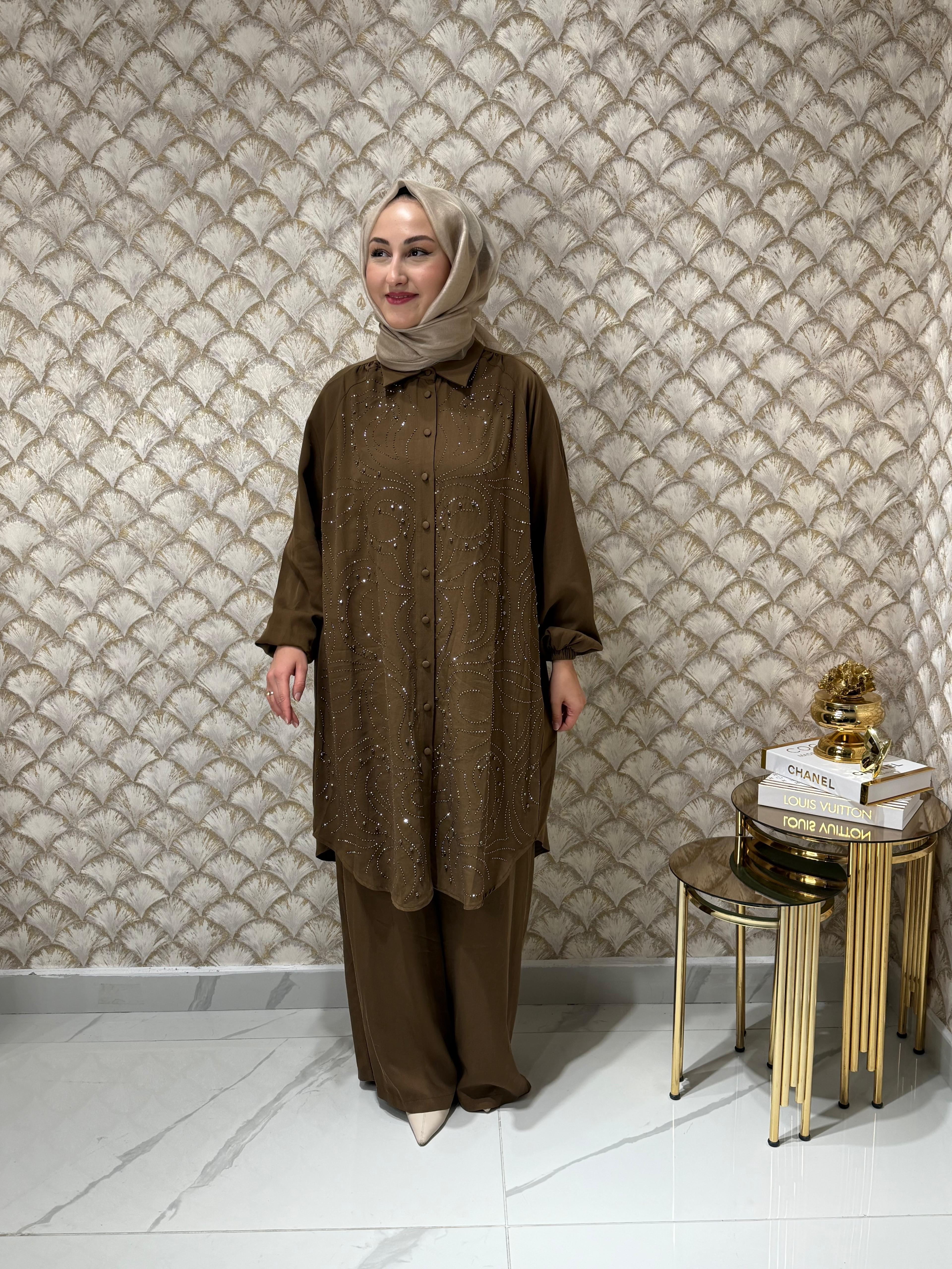 GAZZELLA Taşlı Gömlek Takım 