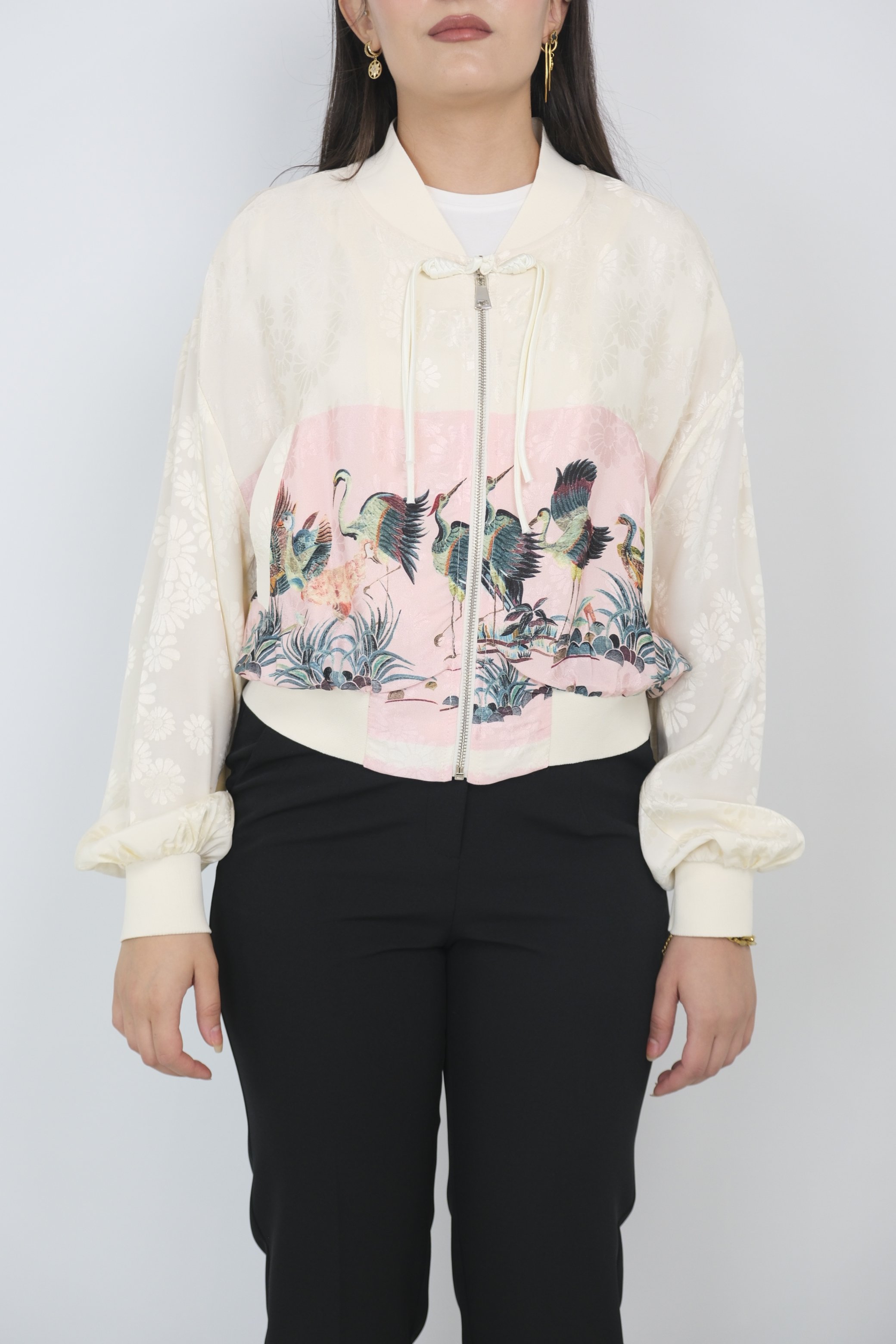 ON FASHION  Desenli Ribanalı Ceket - Pembe
