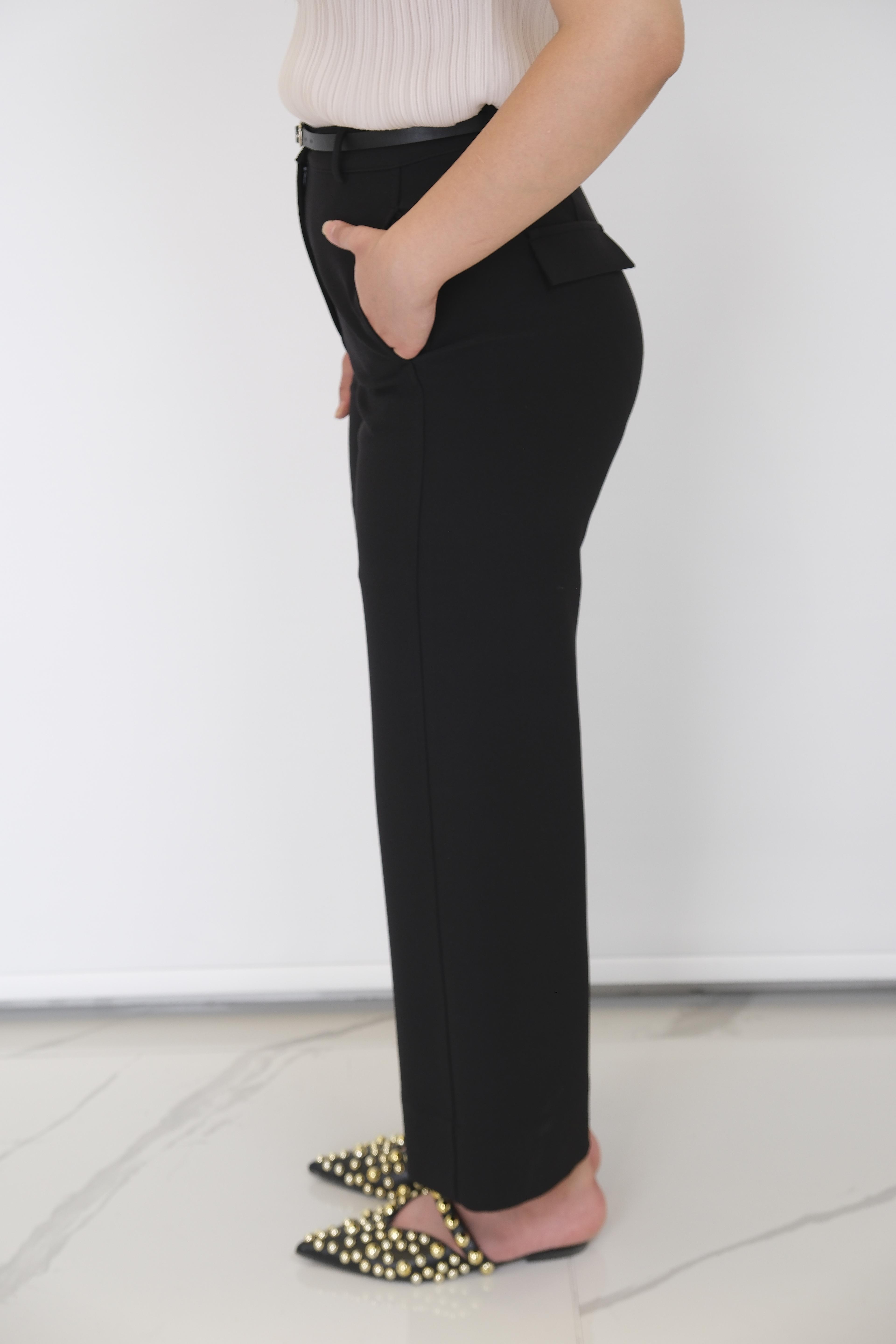 EKOL Yüksek Bel Beli Kemerli Bol Paça Pantolon
