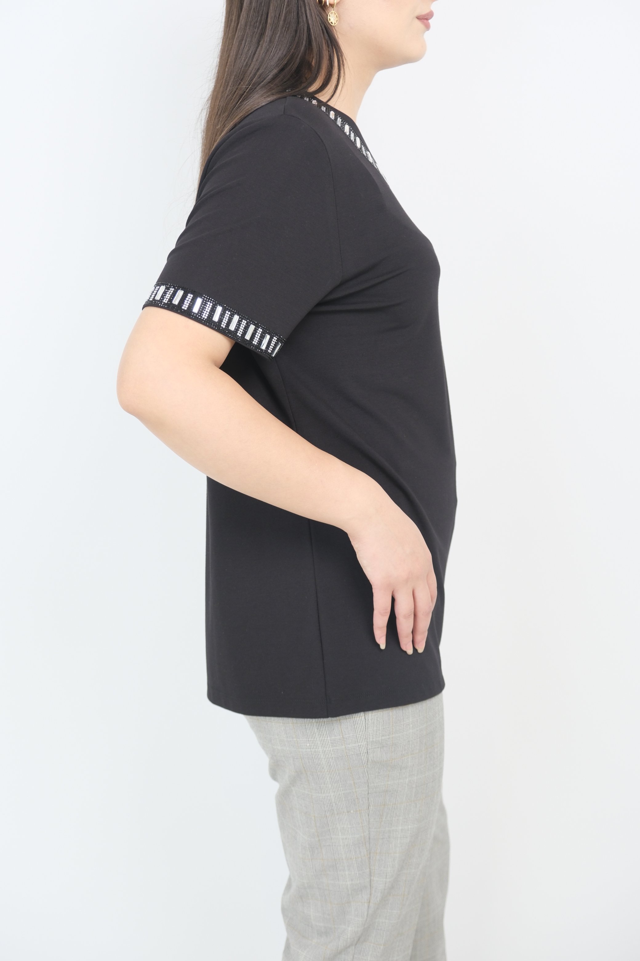 ON FASHION Yaka Taş İşlemeli Bluz 
