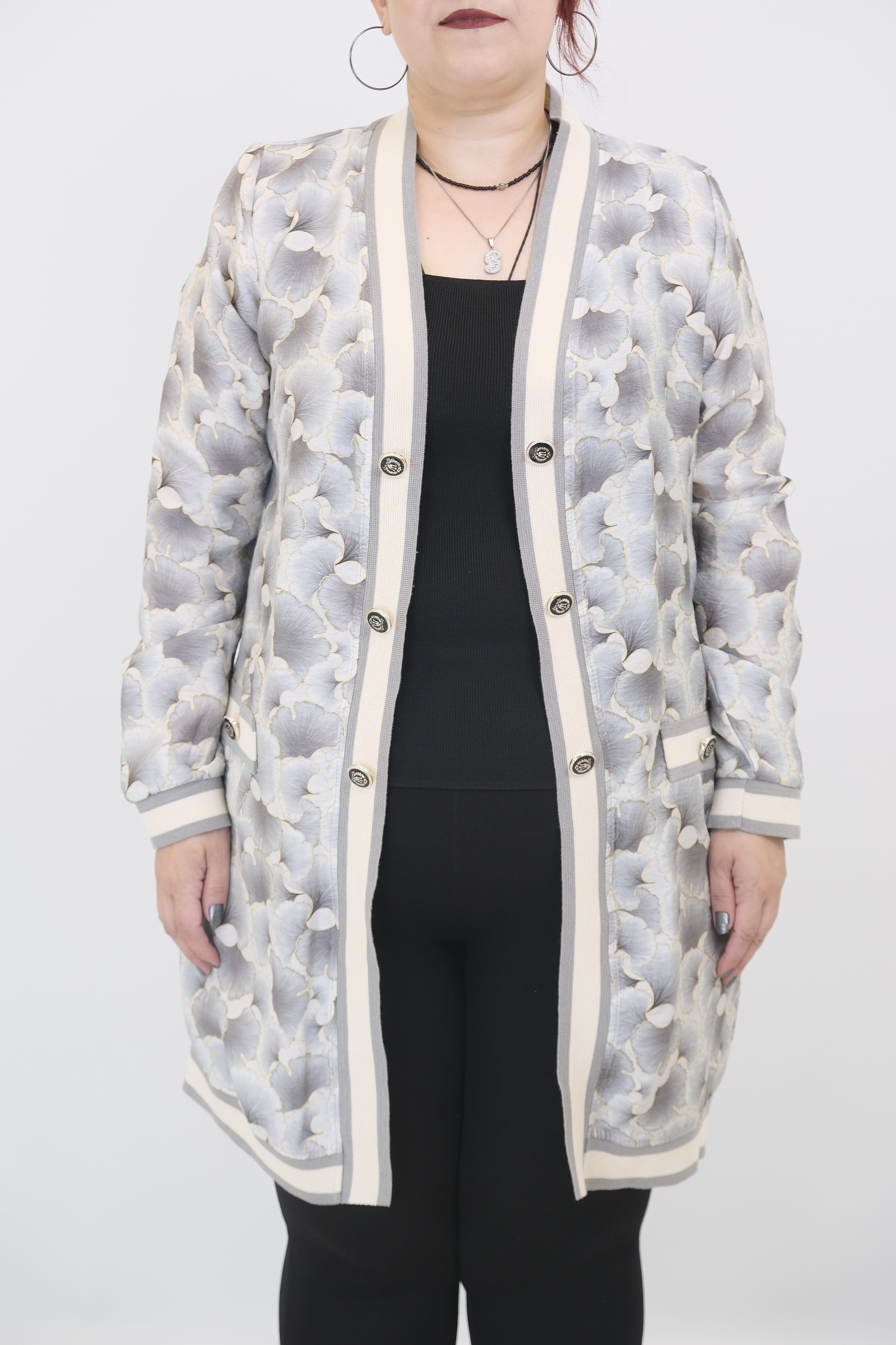 ON FASHION Desenli Yazlık Hırka  - Gri