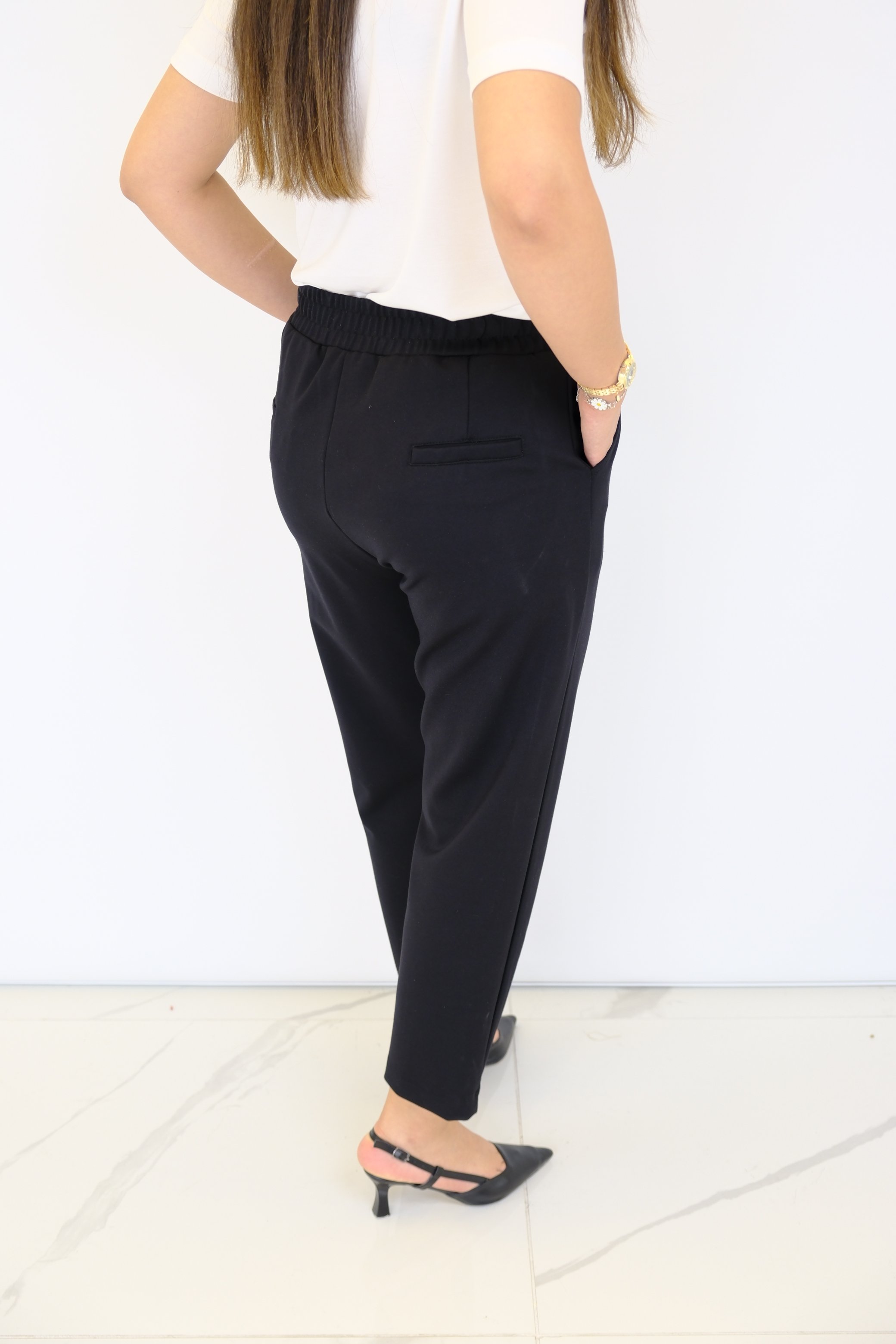 ON FASHION Beli Lastikli Etiket Detaylı Pantolon