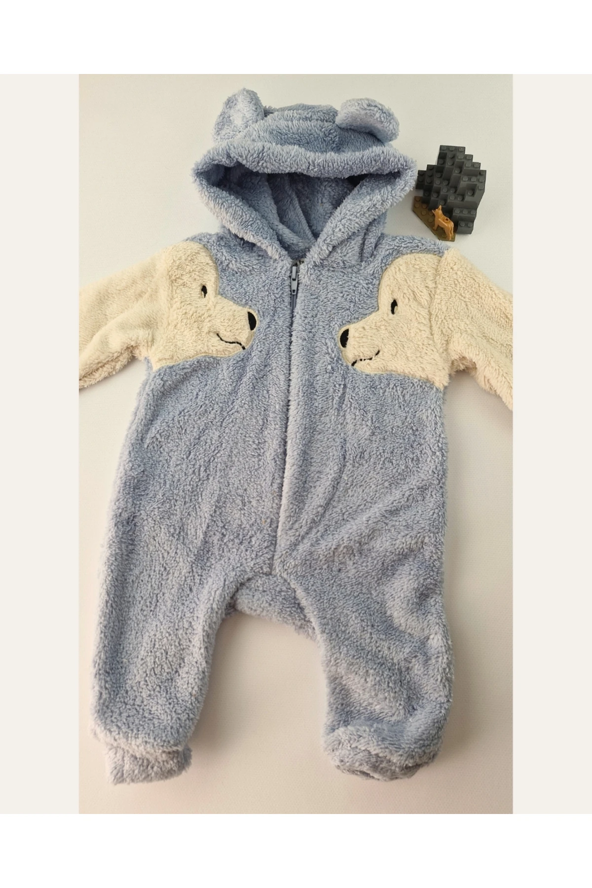 Asliva Welsoft Peluş Köpek Figürlü Kapüşonlu Bebek Tulum (0-12 Ay)