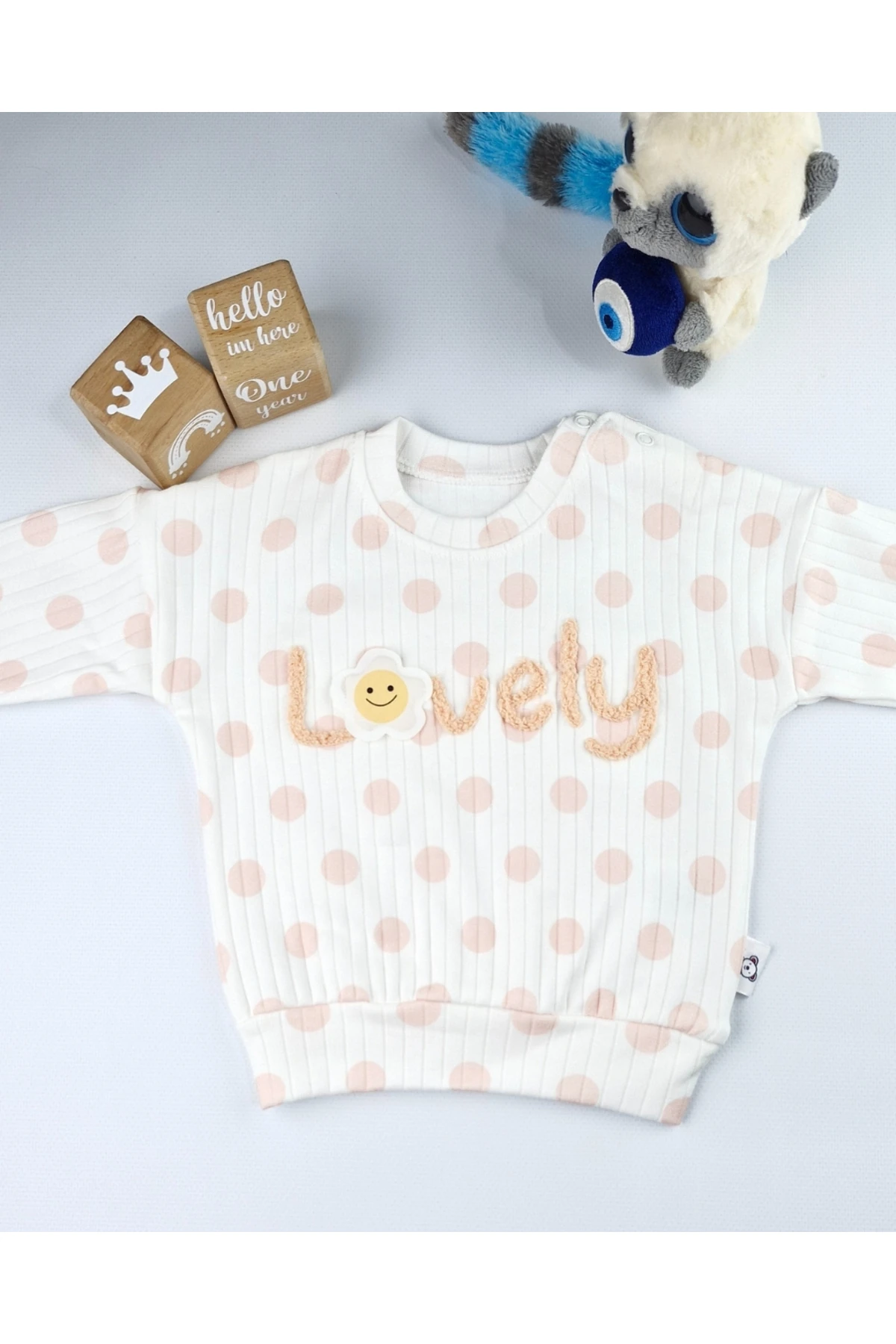 Asliva Lovely Bebek Takımı Kız Bebek Puantiyeli Süzeneli Pamuklu 2'li Set (3-12 ay)