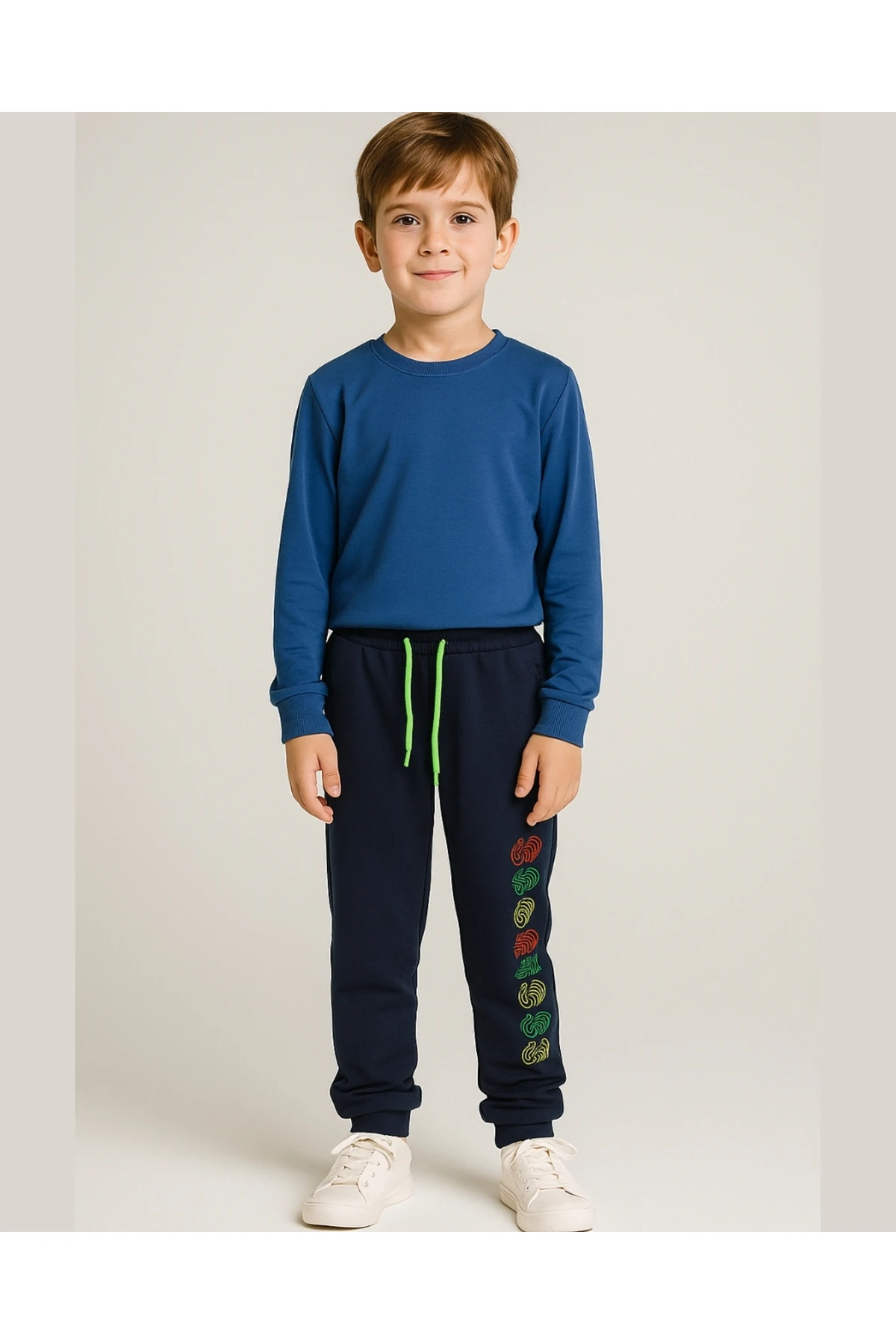 MışılKids Erkek Çocuk Lacivert Sports Baskılı Eşofman Altı