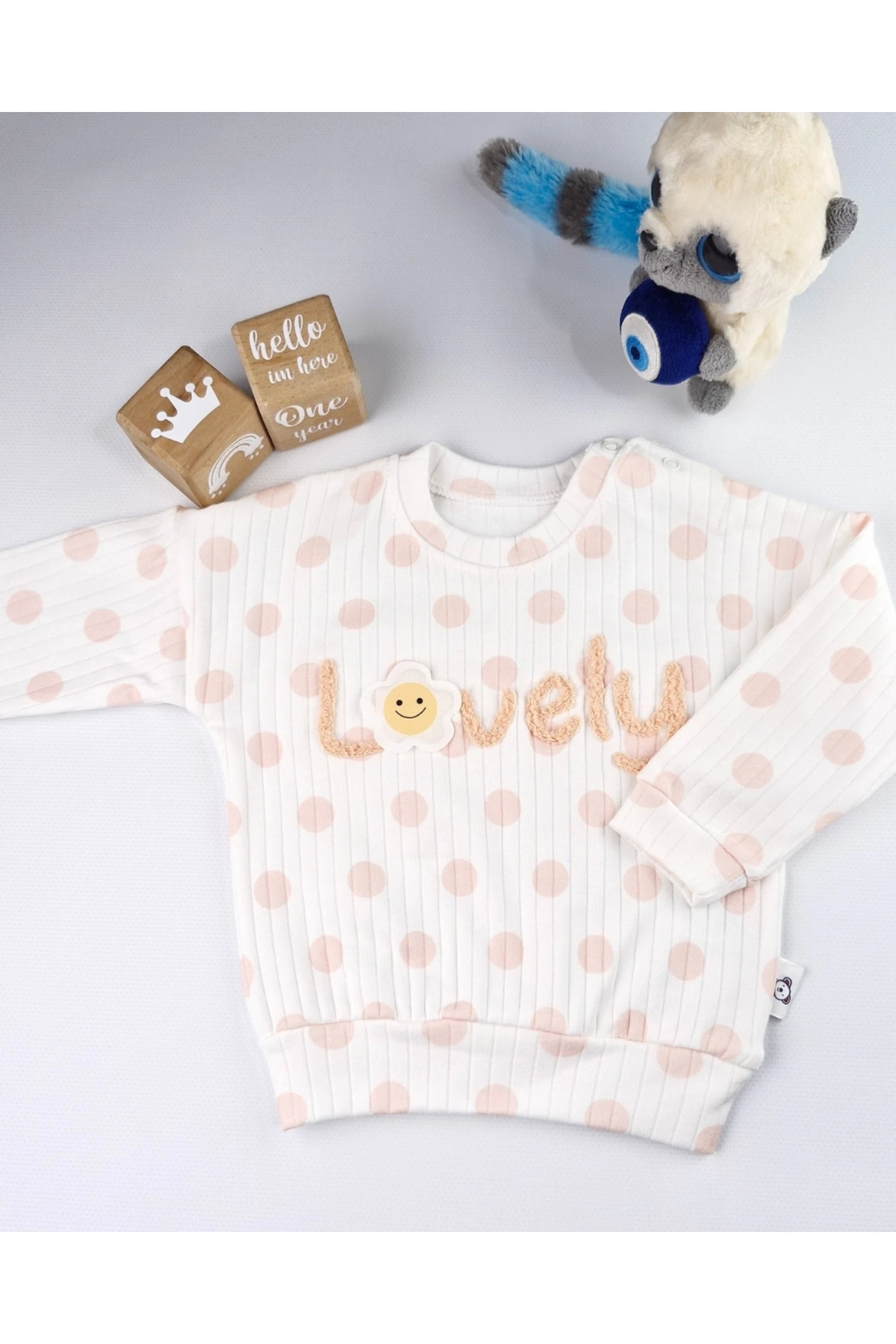 Asliva Lovely Bebek Takımı Kız Bebek Puantiyeli Süzeneli Pamuklu 2'li Set (3-12 ay)
