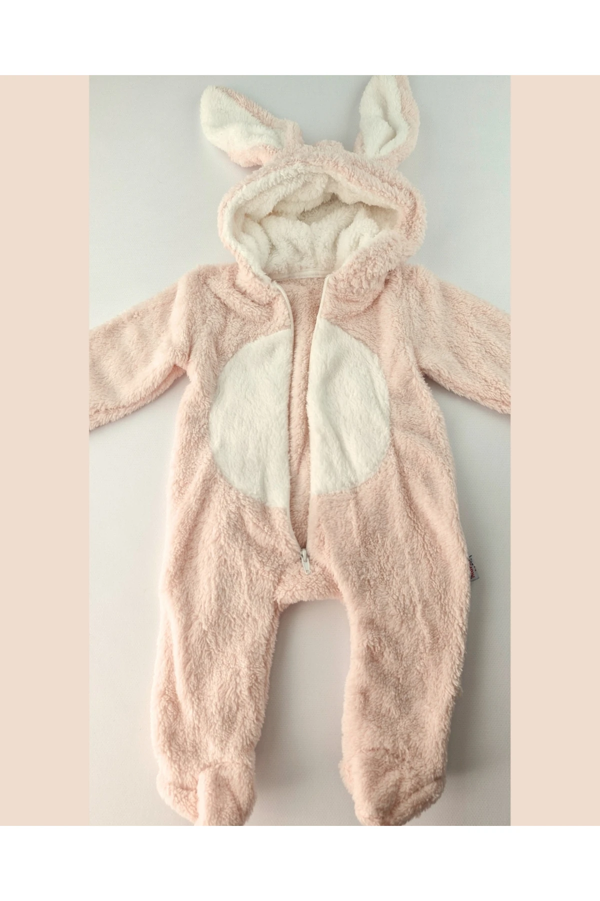 Tavşan Kulaklı Pembe/Mavi Welsoft Bebek Tulum – Kapüşonlu Kışlık 0-12 Ay