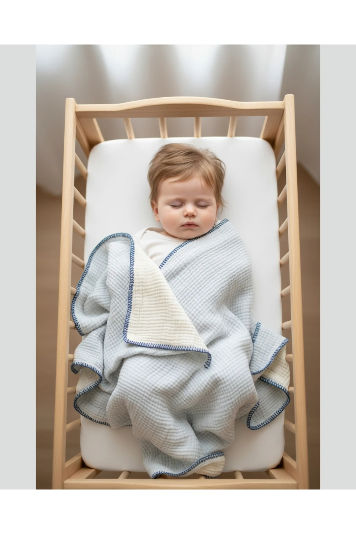 Asliva %100 Pamuk Bebek Battaniyesi Toz Pembe/Açık Mavi Çift Taraflı 95x84 cm