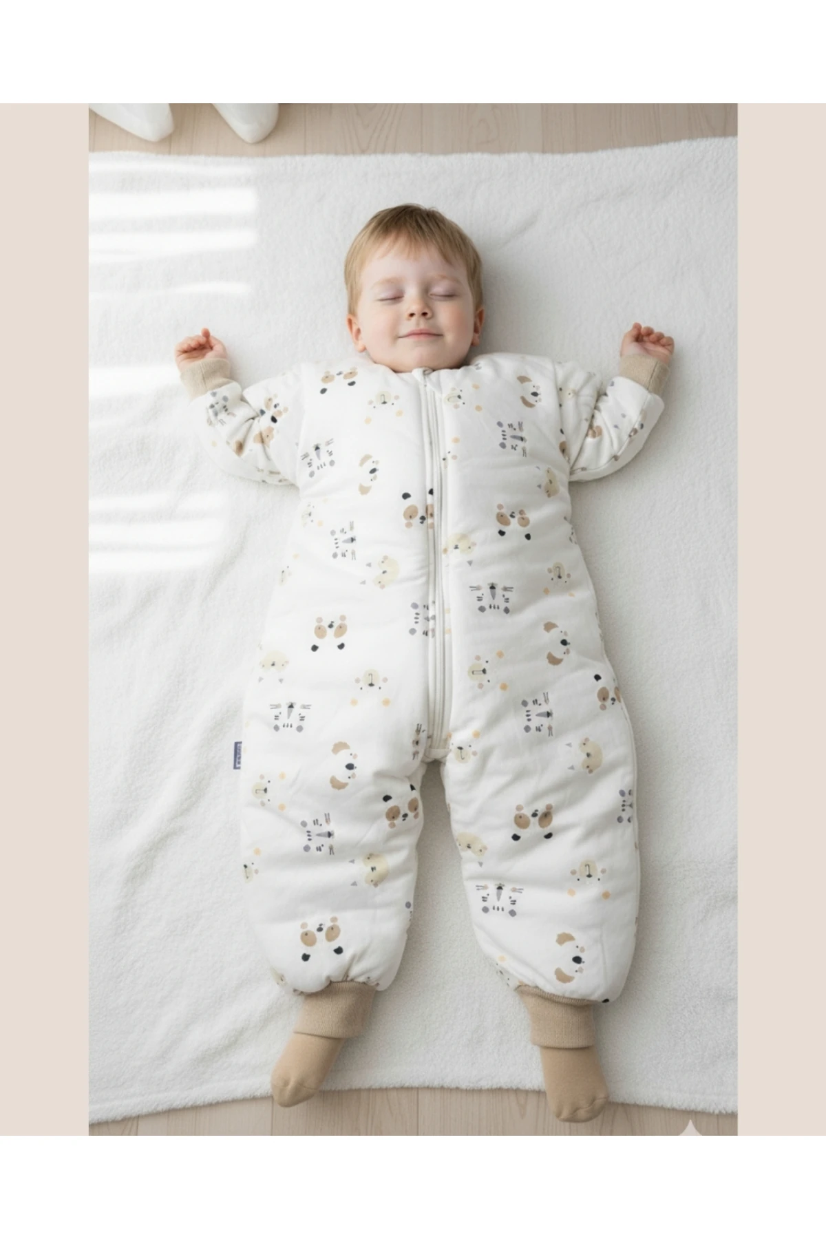 2.5 Tog Pamuklu Fermuarlı Bebek Uyku Tulumu – Hayvan Desenli (1-6 Yaş)