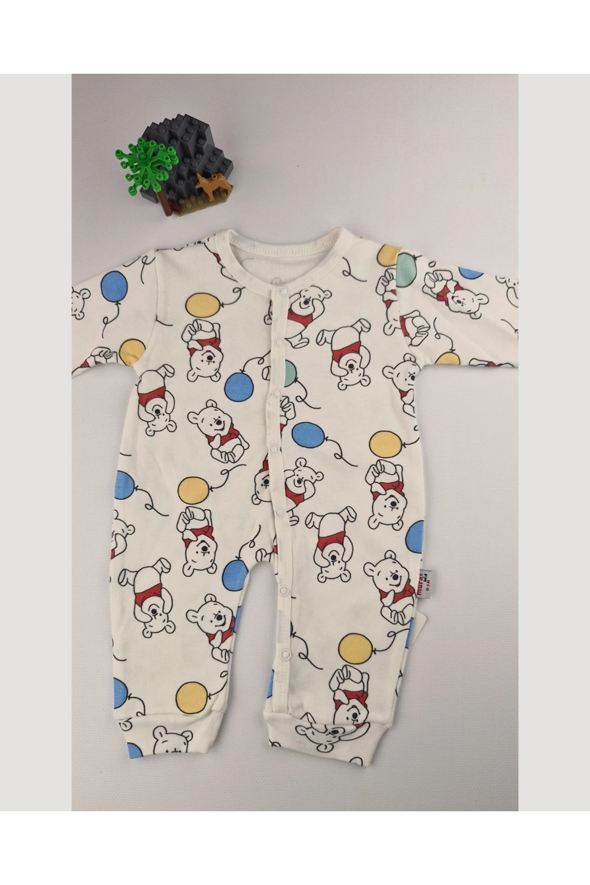 Bebek Tulum 0-3 Ay | Ayıcık ve Balon Desenli Pamuklu Penye