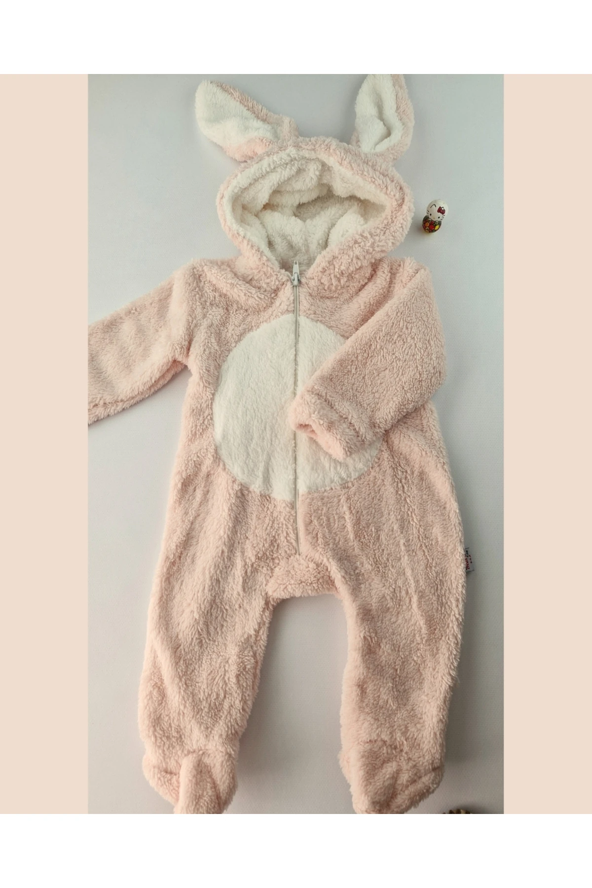 Tavşan Kulaklı Pembe/Mavi Welsoft Bebek Tulum – Kapüşonlu Kışlık 0-12 Ay