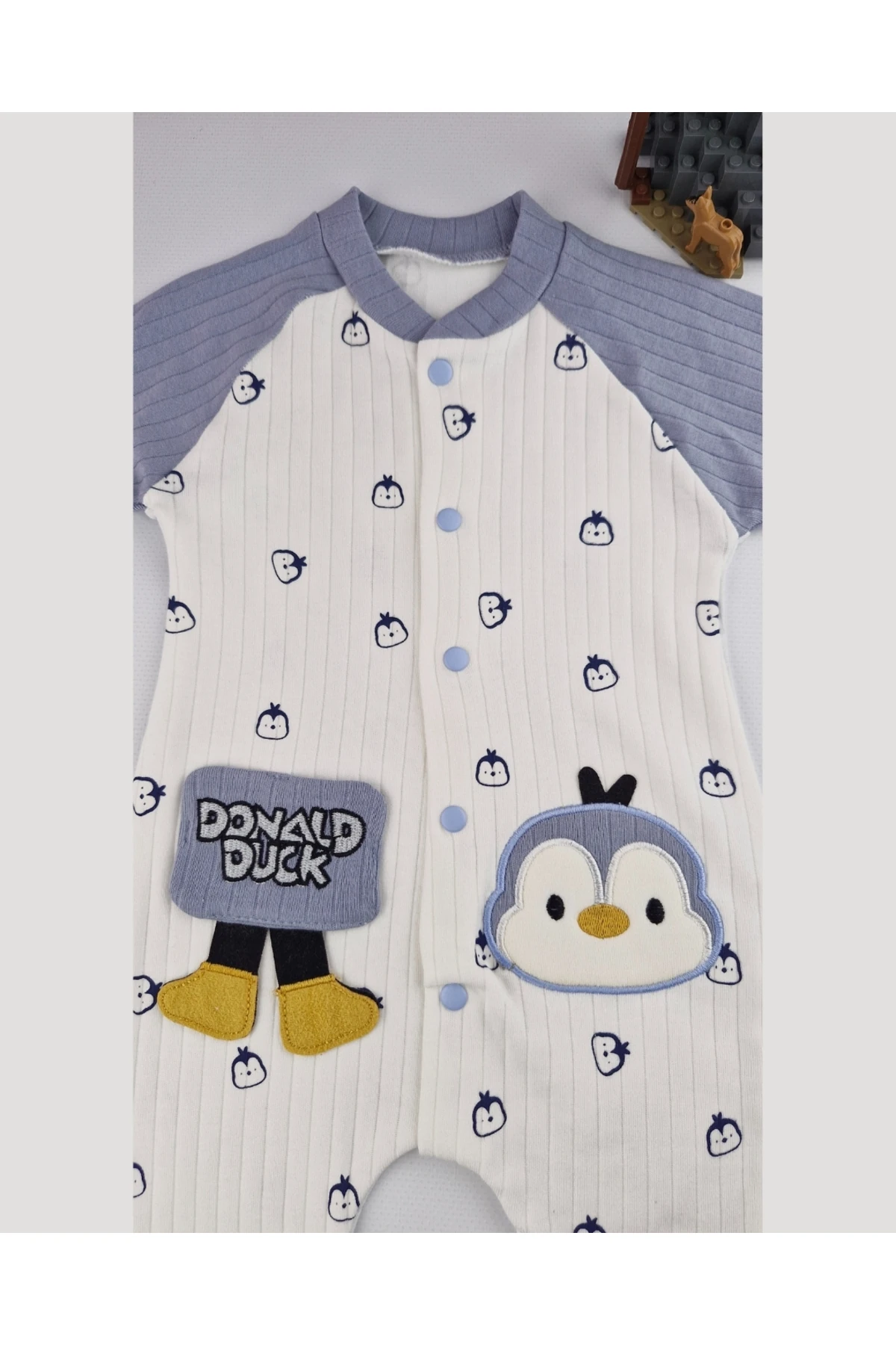 Penguen Desenli Pamuklu Çıtçıtlı Erkek Bebek Tulum – Asliva