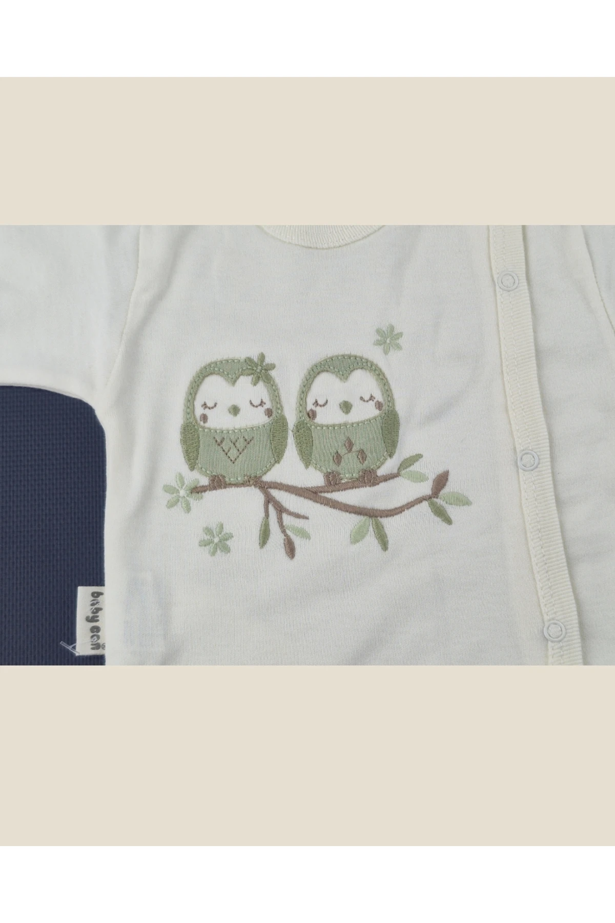 3’lü Bebek Zıbın Takımı 0-3 Ay – Baykuş Desenli Krem