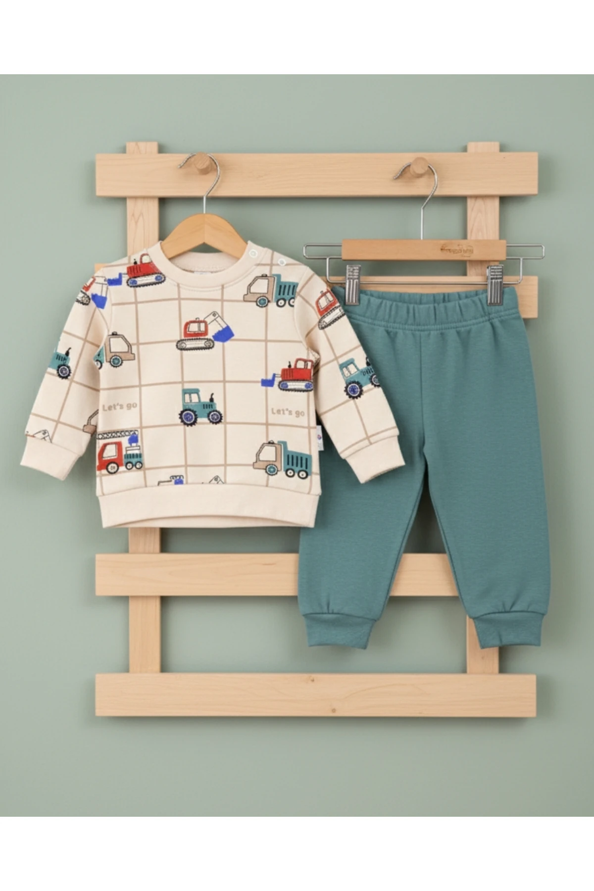 Asliva Erkek Bebek Araç Desenli Pamuklu Uzun Kollu Alt Üst Takım (6-18 ay)
