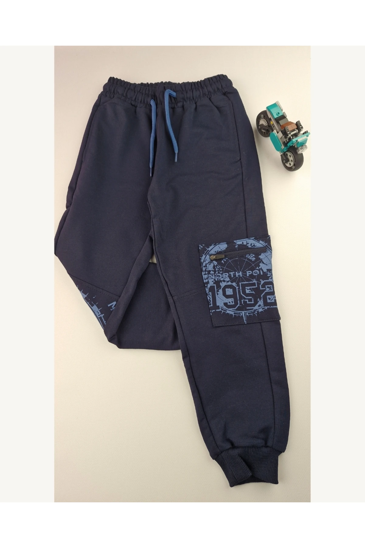 MışılKids Erkek Çocuk Lacivert Fermuarlı Cep Detaylı Eşofman Altı