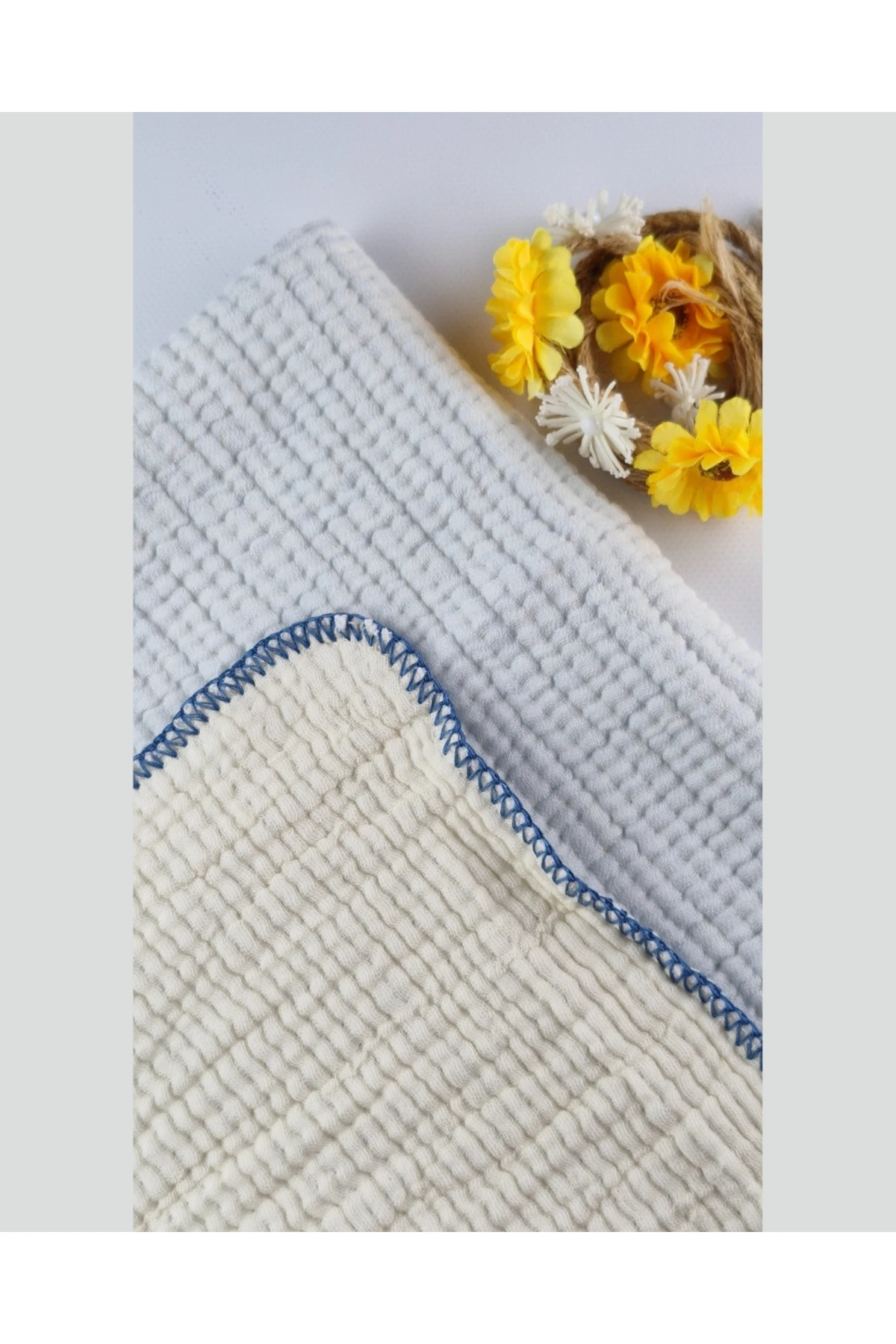 Asliva %100 Pamuk Bebek Battaniyesi Toz Pembe/Açık Mavi Çift Taraflı 95x84 cm