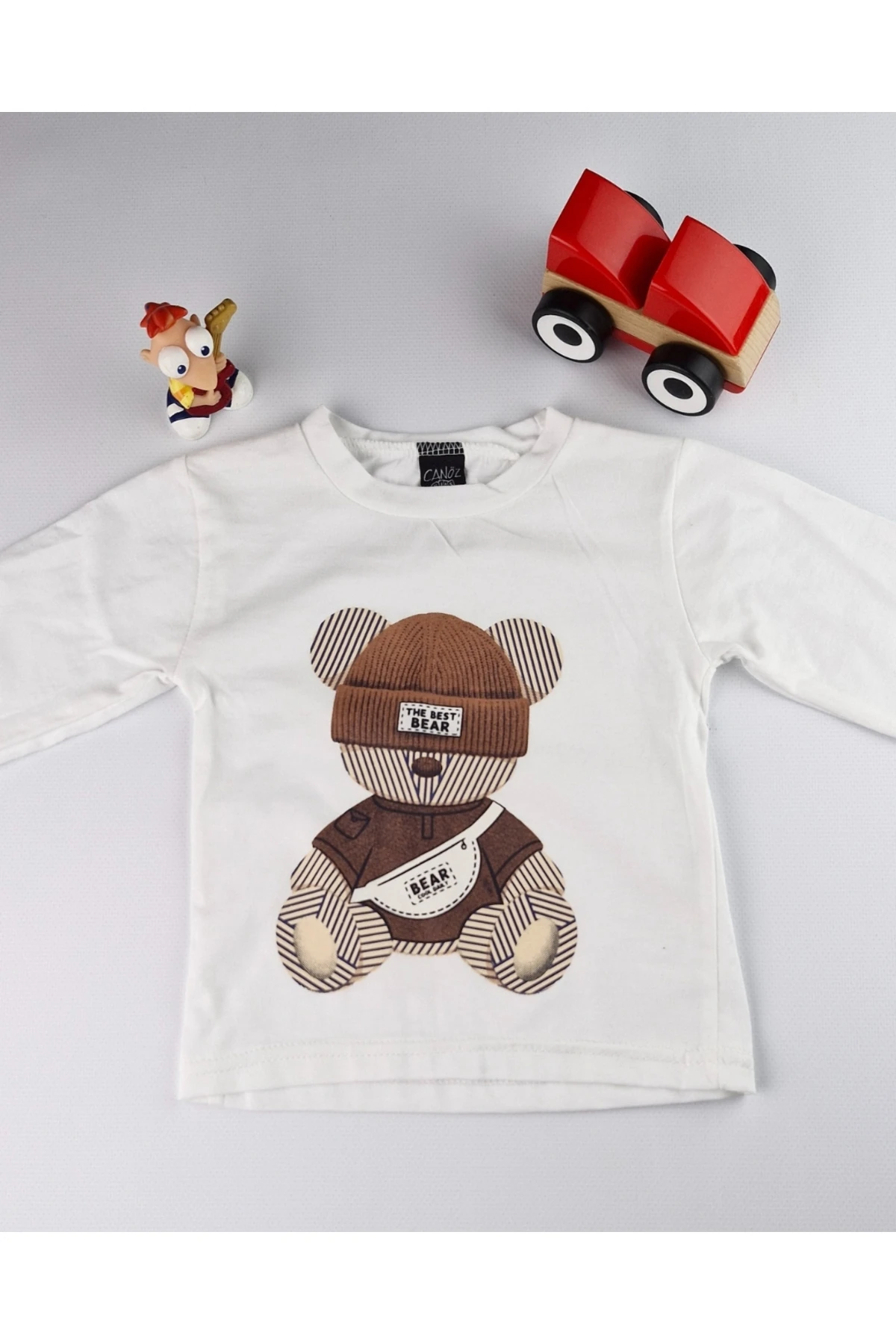 3'lü Kışlık Erkek Çocuk Takımı Ayıcık baskılı Kapüşonlu Eşofman (1-4 Yaş)