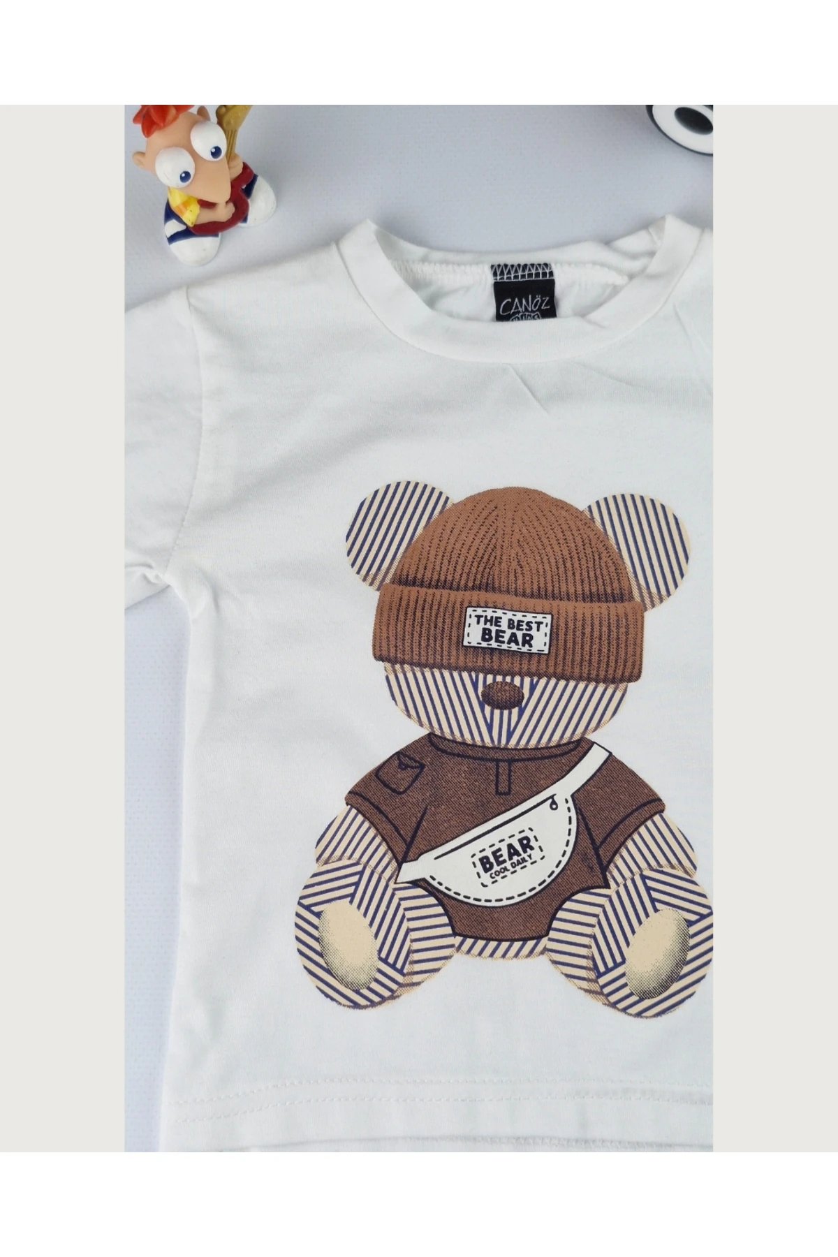 3'lü Kışlık Erkek Çocuk Takımı Ayıcık baskılı Kapüşonlu Eşofman (1-4 Yaş)