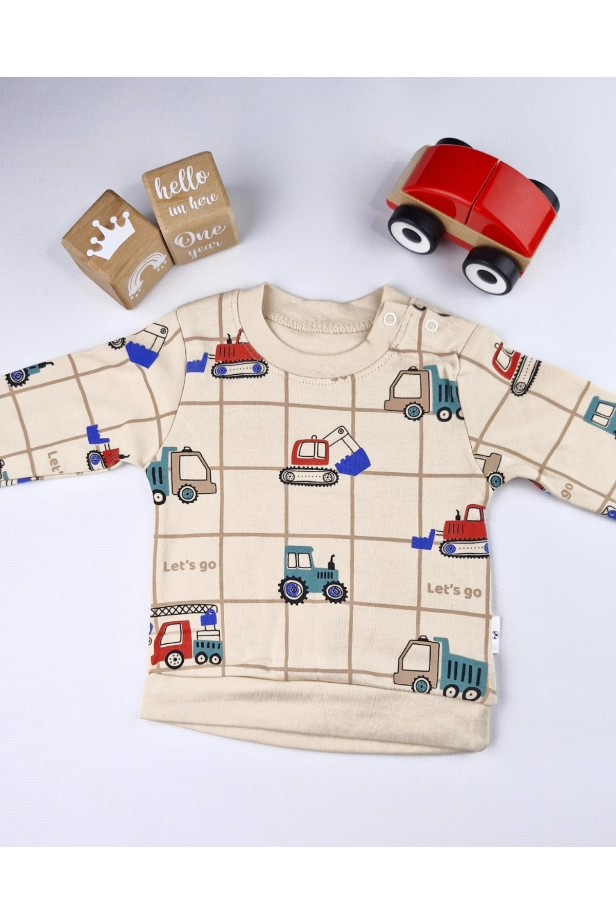 Asliva Erkek Bebek Araç Desenli Pamuklu Uzun Kollu Alt Üst Takım (6-18 ay)
