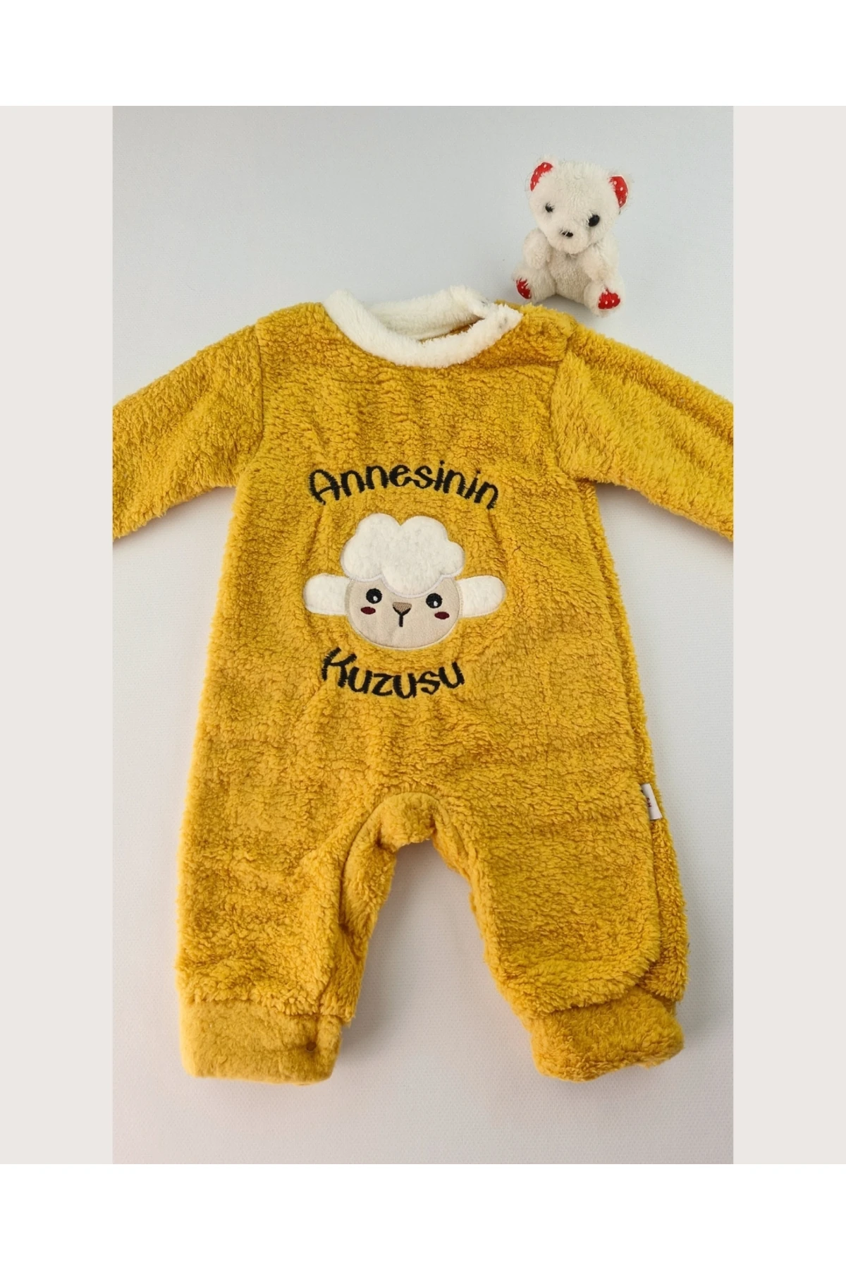 Annesinin Kuzusu Peluş Bebek Tulum - Sarı - 3/6/9/12 Ay