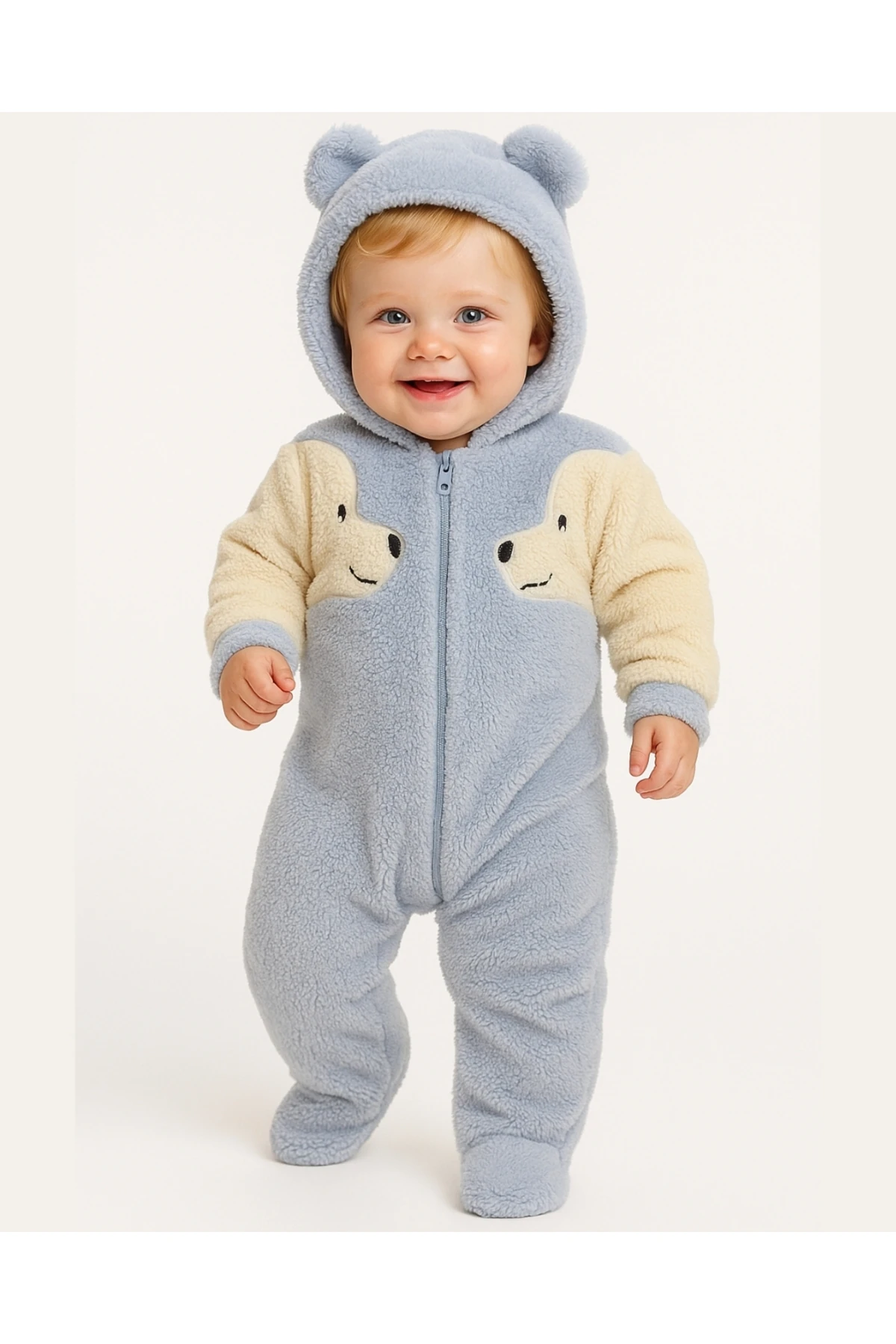 Asliva Welsoft Peluş Köpek Figürlü Kapüşonlu Bebek Tulum (0-12 Ay)