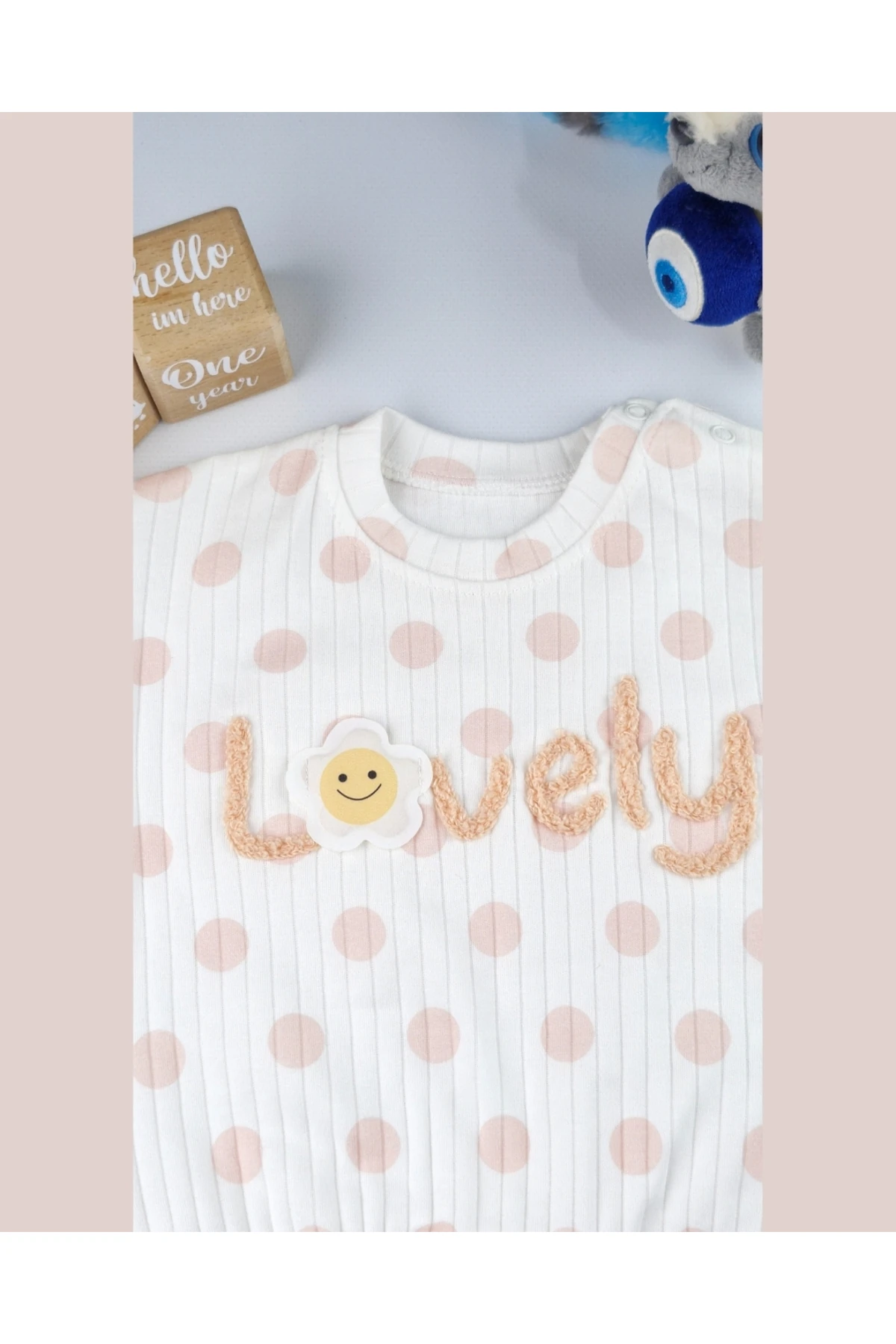 Asliva Lovely Bebek Takımı Kız Bebek Puantiyeli Süzeneli Pamuklu 2'li Set (3-12 ay)