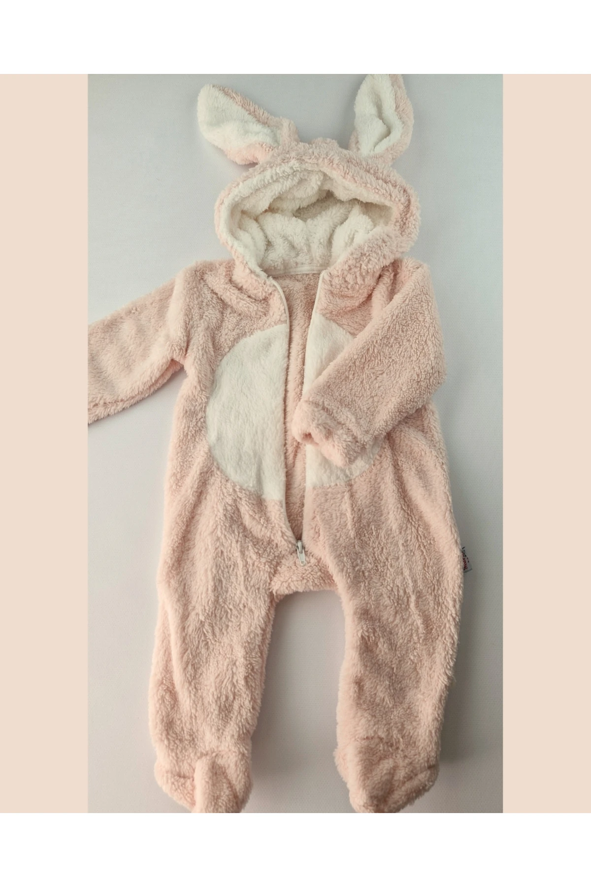Tavşan Kulaklı Pembe/Mavi Welsoft Bebek Tulum – Kapüşonlu Kışlık 0-12 Ay