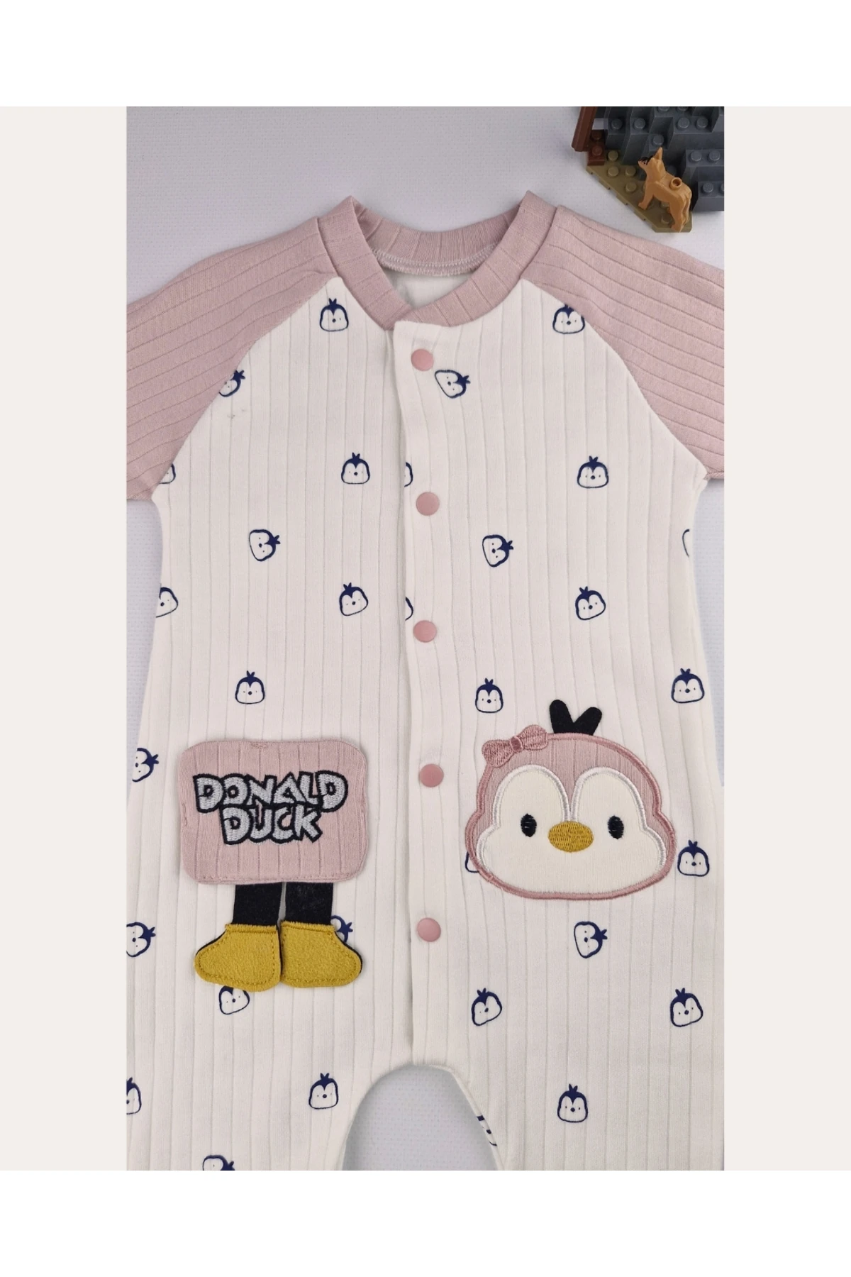 Penguen Desenli Pamuklu Çıtçıtlı Kız Bebek Tulum – Asliva