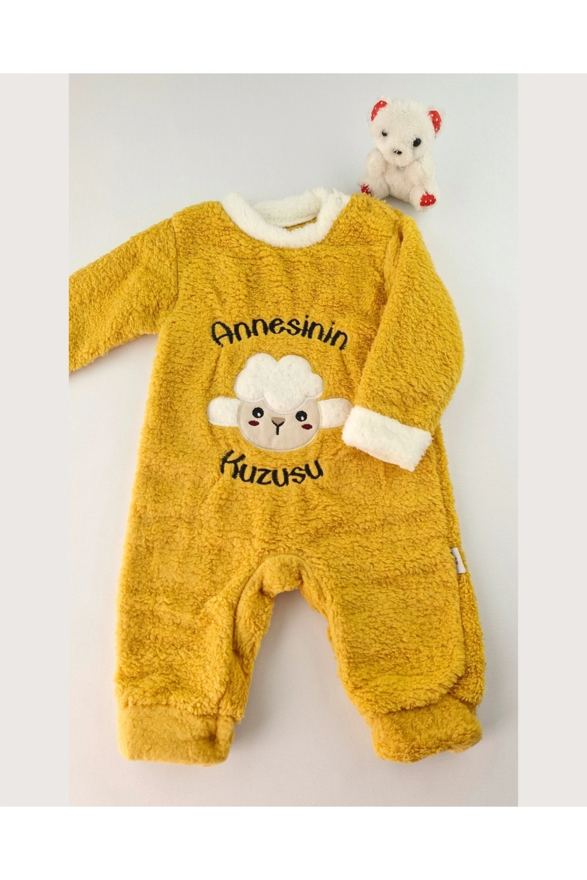 Annesinin Kuzusu Peluş Bebek Tulum - Sarı - 3/6/9/12 Ay