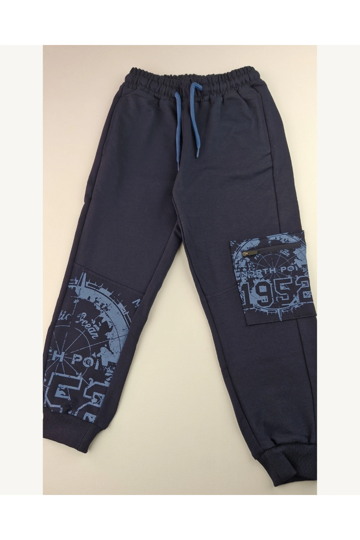 MışılKids Erkek Çocuk Lacivert Fermuarlı Cep Detaylı Eşofman Altı