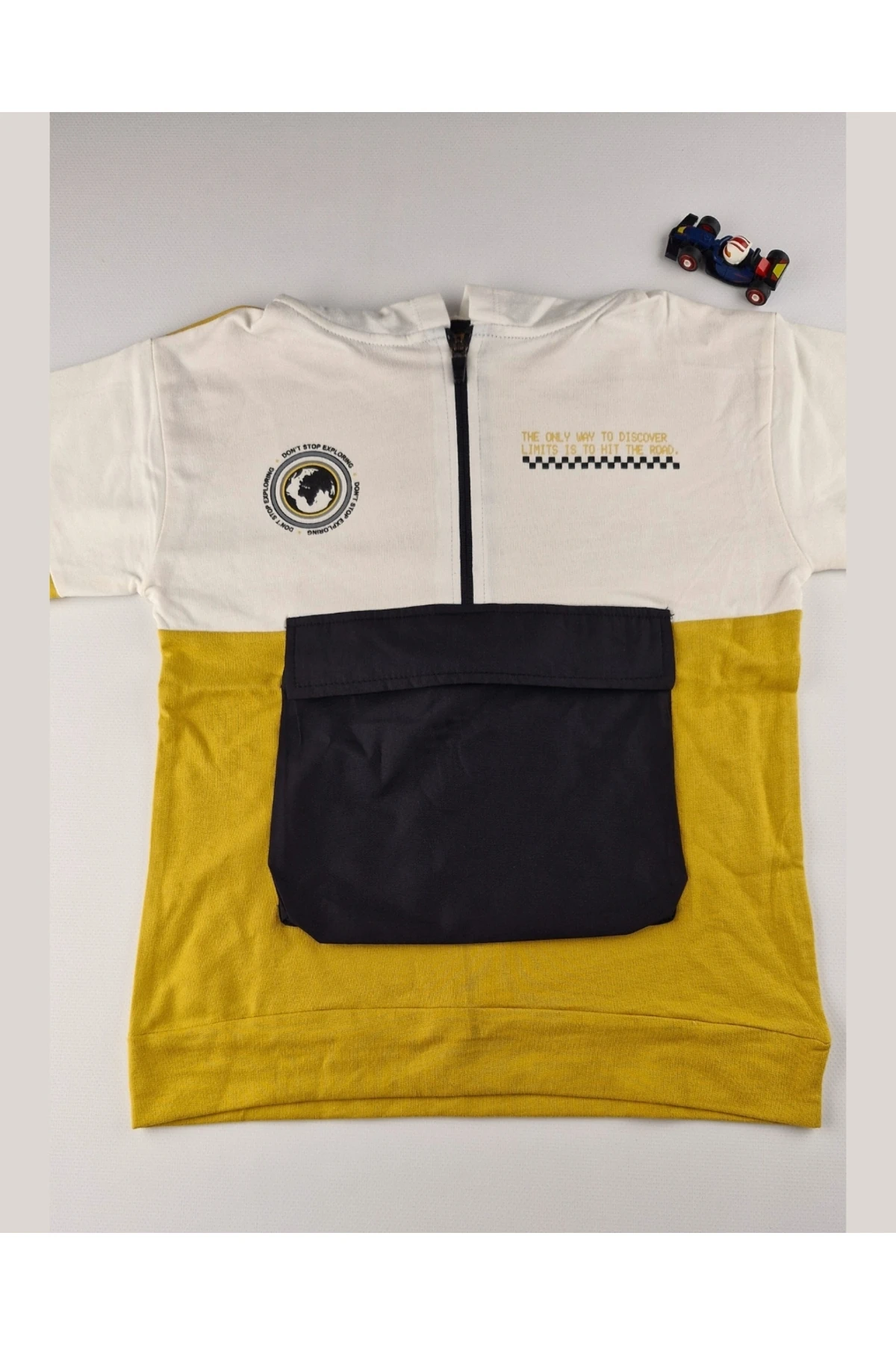 Asliva Çocuk Sweatshirt – Renk Bloklu, Kapüşonlu, Fermuarlı 9-12 yaş