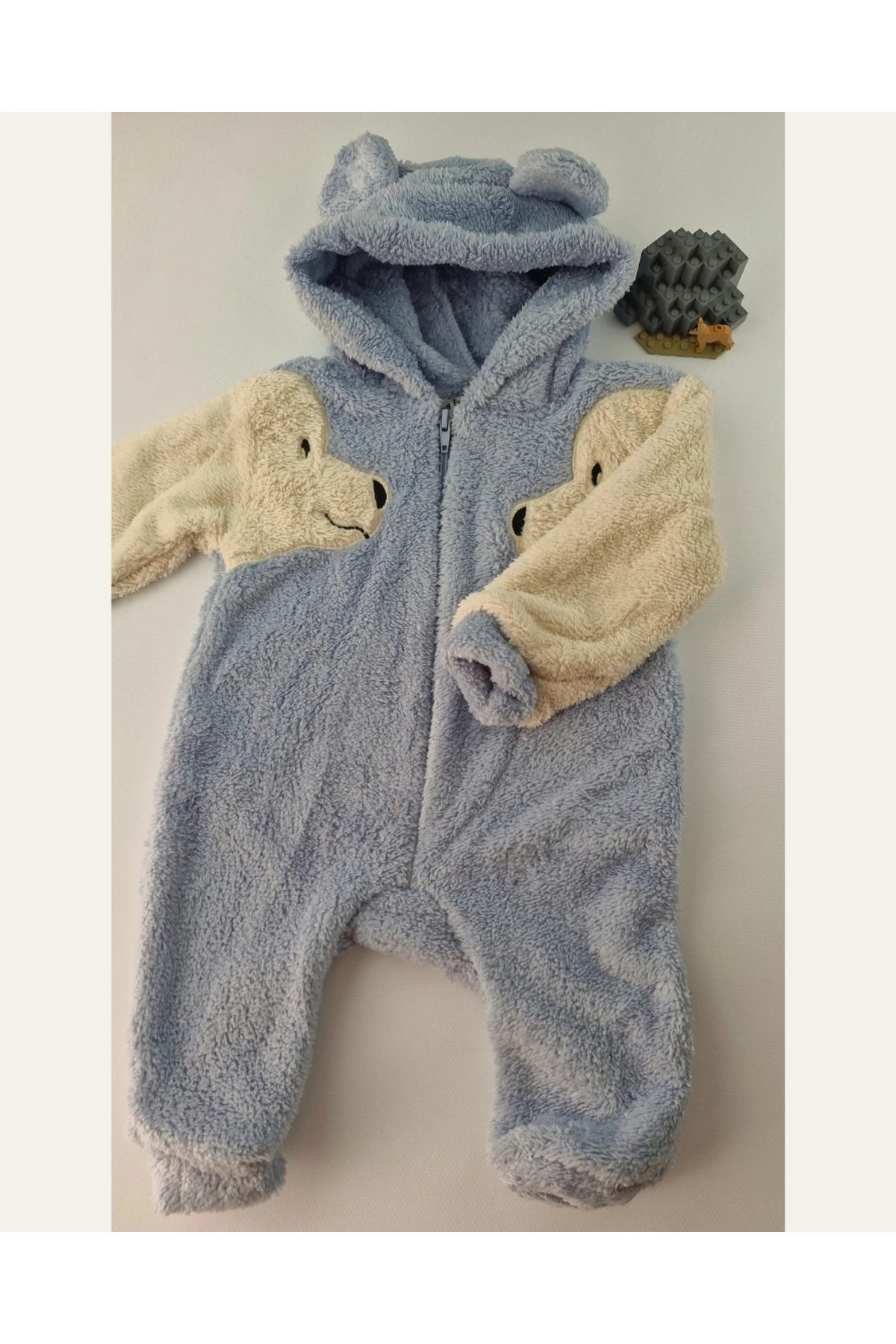 Asliva Welsoft Peluş Köpek Figürlü Kapüşonlu Bebek Tulum (0-12 Ay)