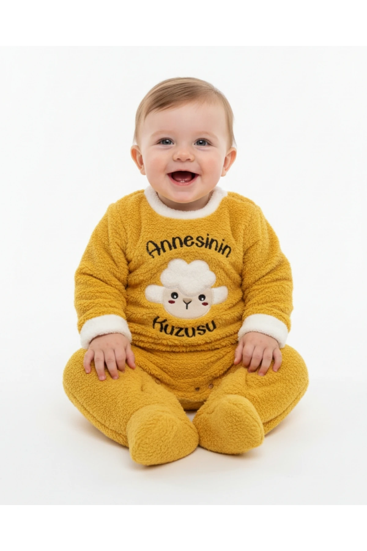 Annesinin Kuzusu Peluş Bebek Tulum - Sarı - 3/6/9/12 Ay