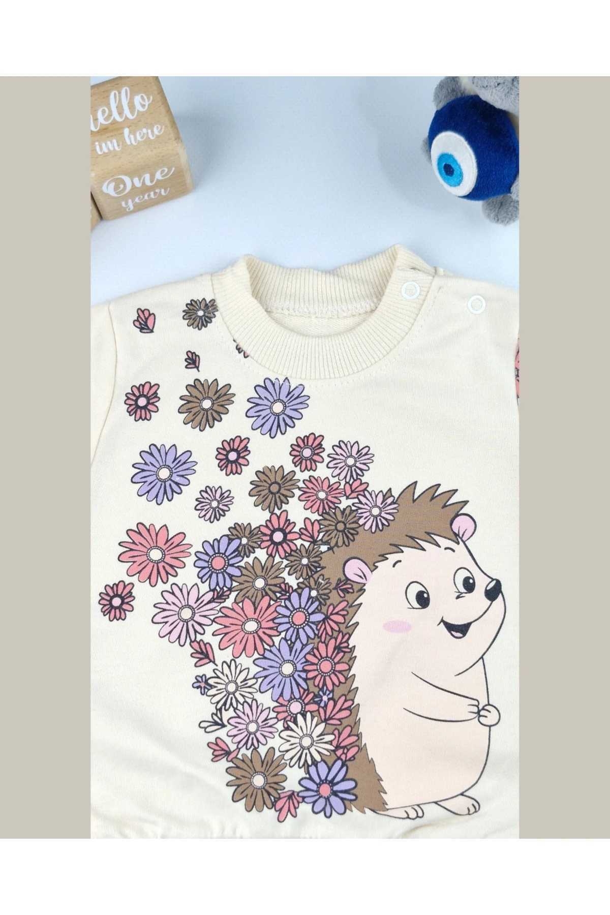 Asliva Bebek Takımı Kirpi Desenli Pamuklu Alt Üst Set 6-18 Ay