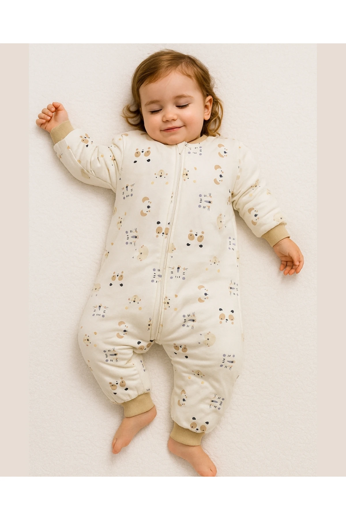 2.5 Tog Pamuklu Fermuarlı Bebek Uyku Tulumu – Hayvan Desenli (1-6 Yaş)