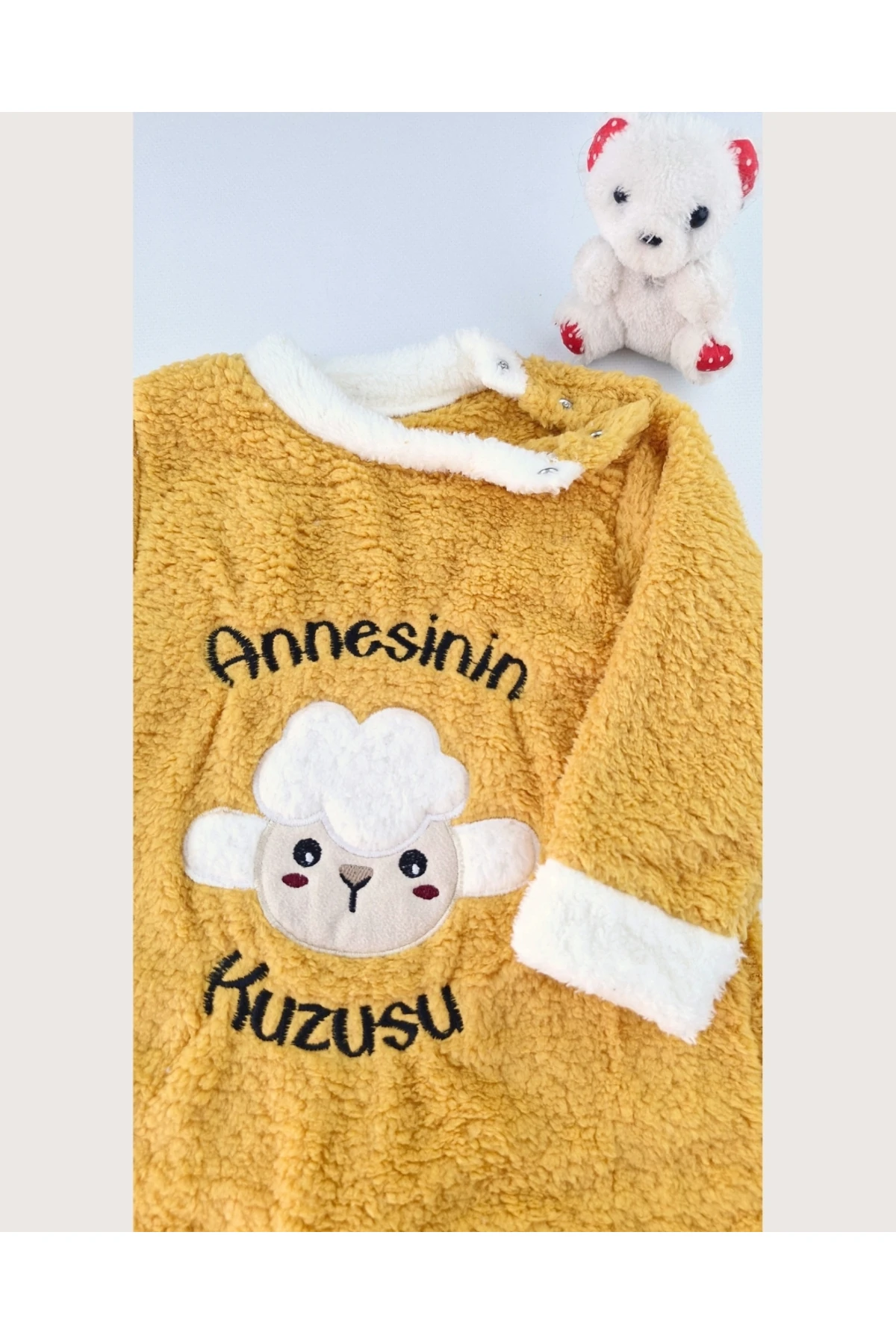 Annesinin Kuzusu Peluş Bebek Tulum - Sarı - 3/6/9/12 Ay