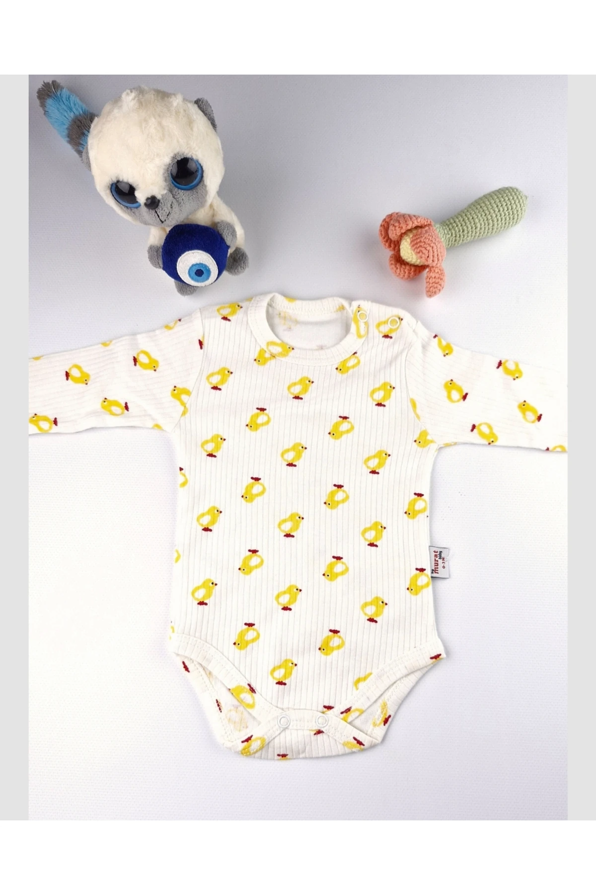 Asliva Bebek Body - Tek Parça Zıbın Uzun Kol Çıtçıtlı Pamuklu 0-18 Ay