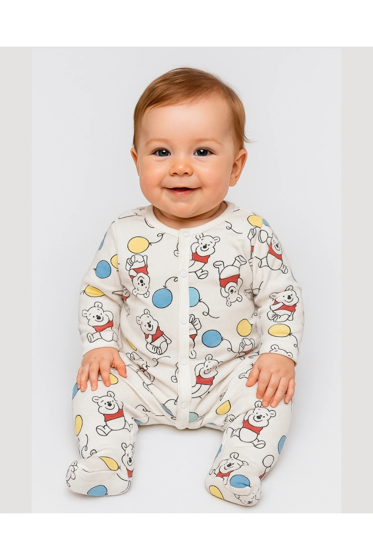 Bebek Tulum 0-3 Ay | Ayıcık ve Balon Desenli Pamuklu Penye