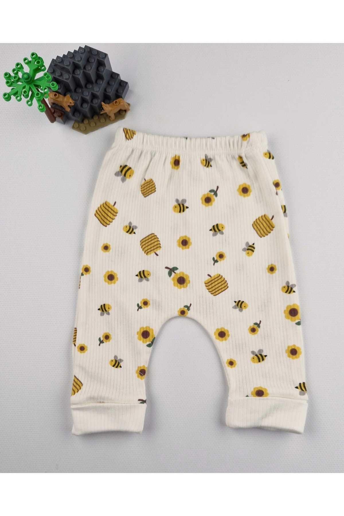 Bee Happy Pamuklu Arı Ayçiçeği Desenli Bebek Takımı - 0-9 Ay