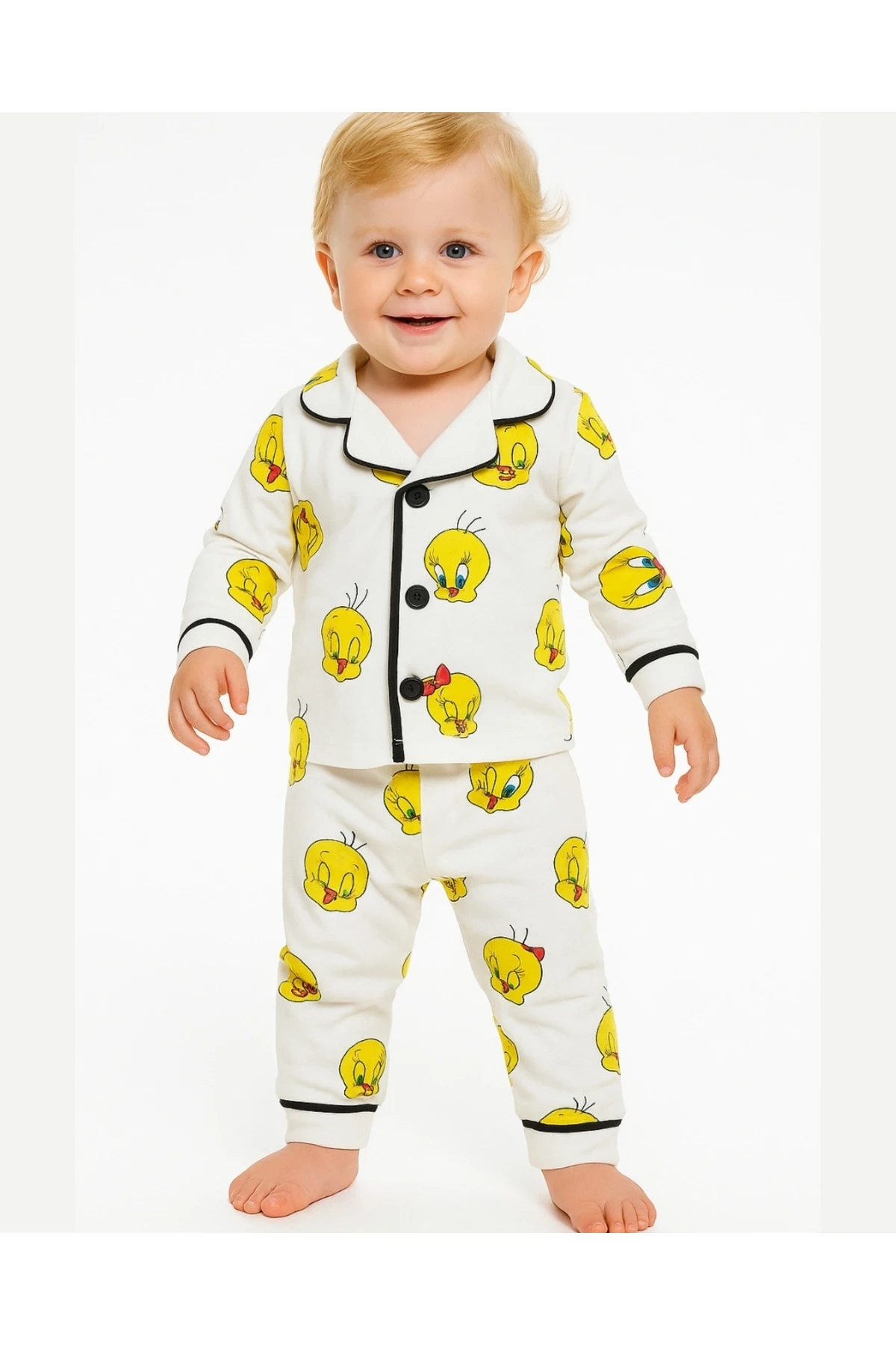 %100 Pamuk Desenli Bebek Pijama Takımı – 6-24 Ay – Yumuşak ve Nefes Alan Kumaş