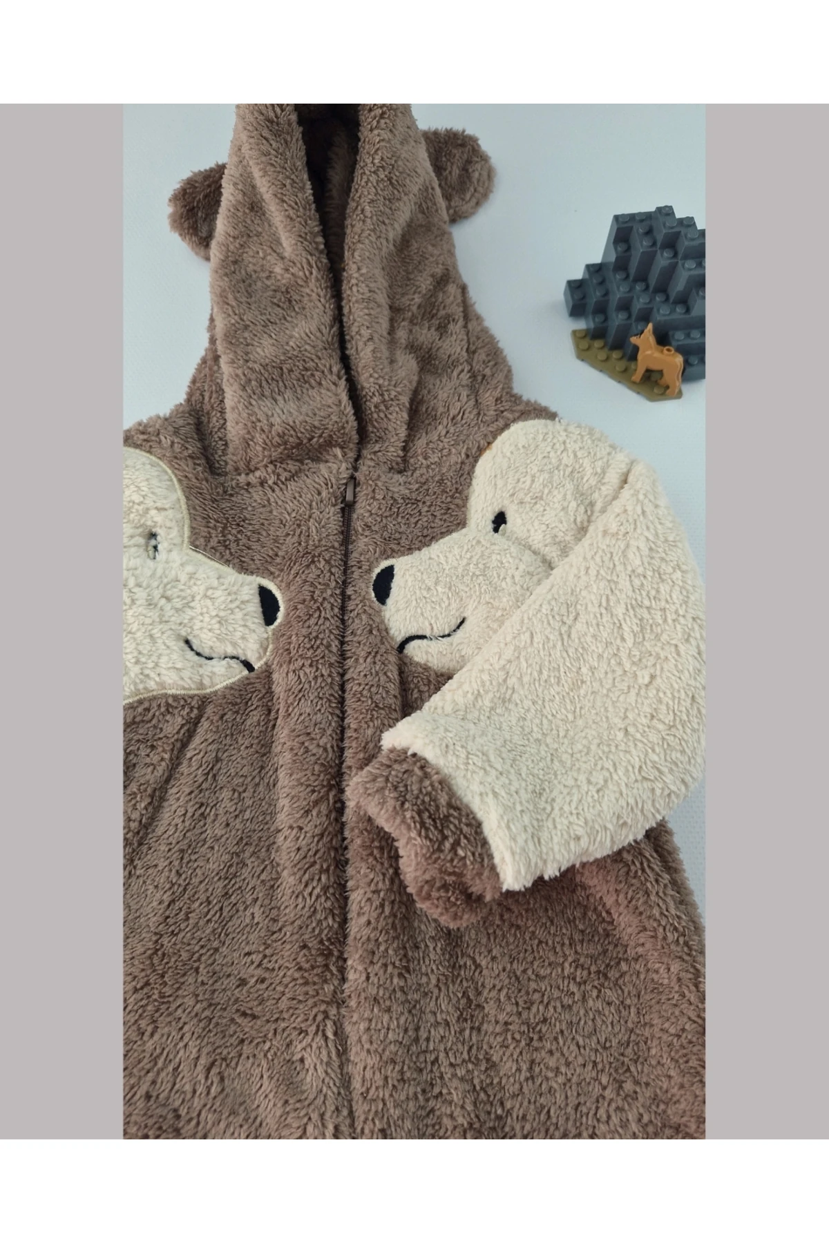 Asliva Welsoft Peluş Bebek Tulum - Kapüşonlu ve Fermuarlı