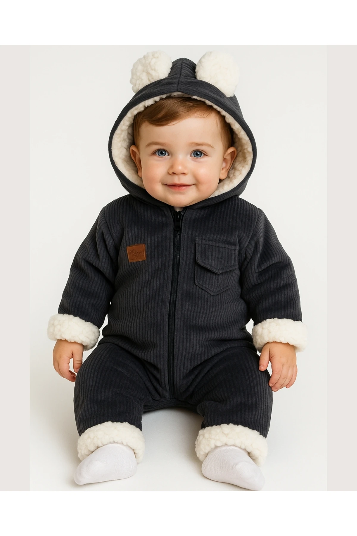 Peluşlu Kadife Bebek Tulum – 6-24 Ay