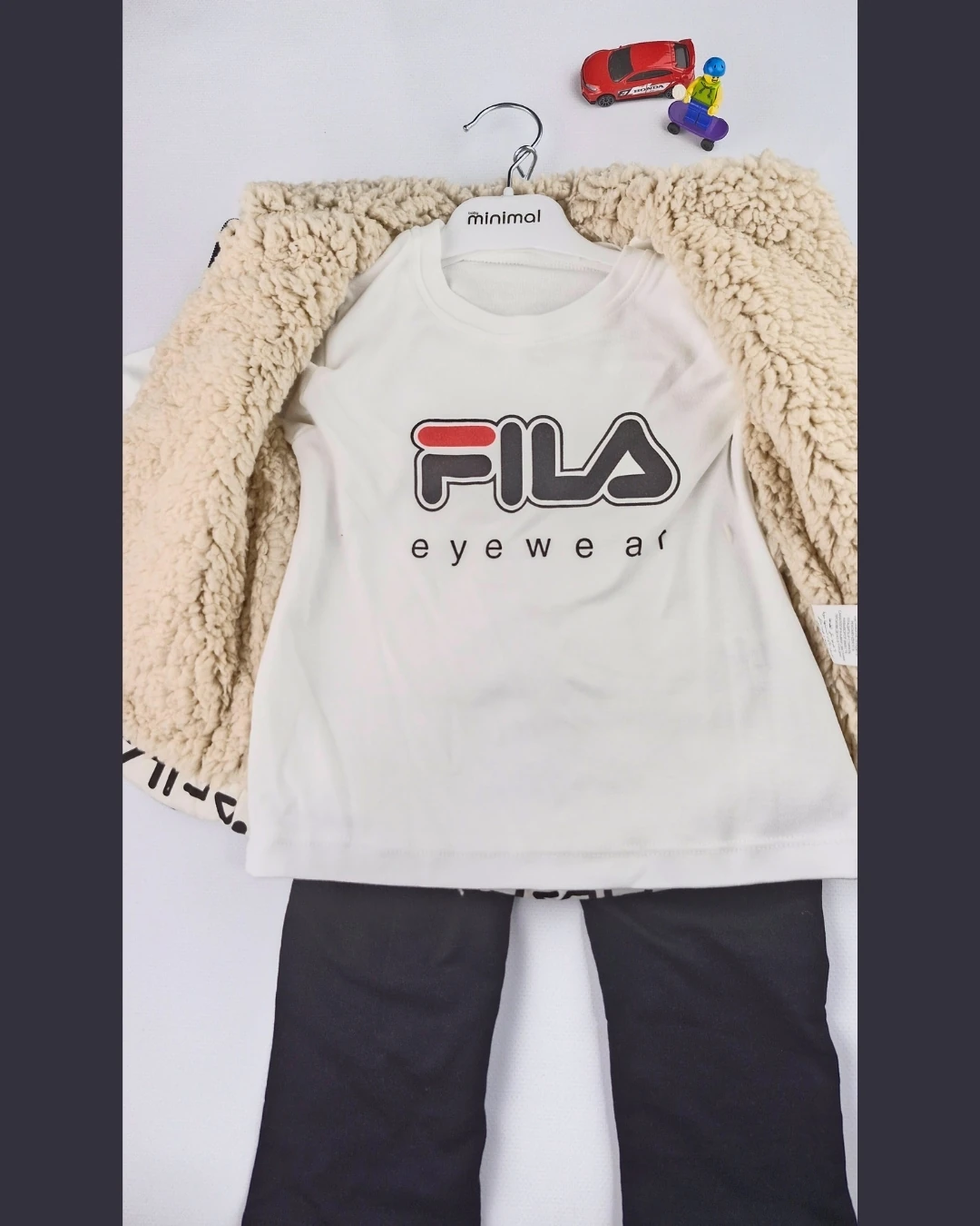 Asliva Çocuk 3'lü Takım İçi Kürklü Şişme Yelek Logolu Sweatshirt Ve Pantolon Set 2-5 Yaş