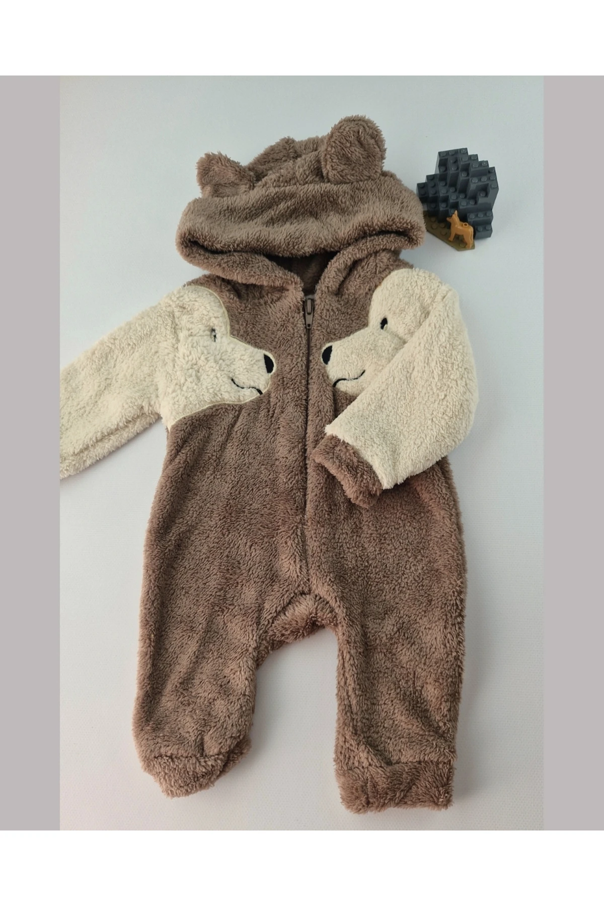 Asliva Welsoft Peluş Bebek Tulum - Kapüşonlu ve Fermuarlı