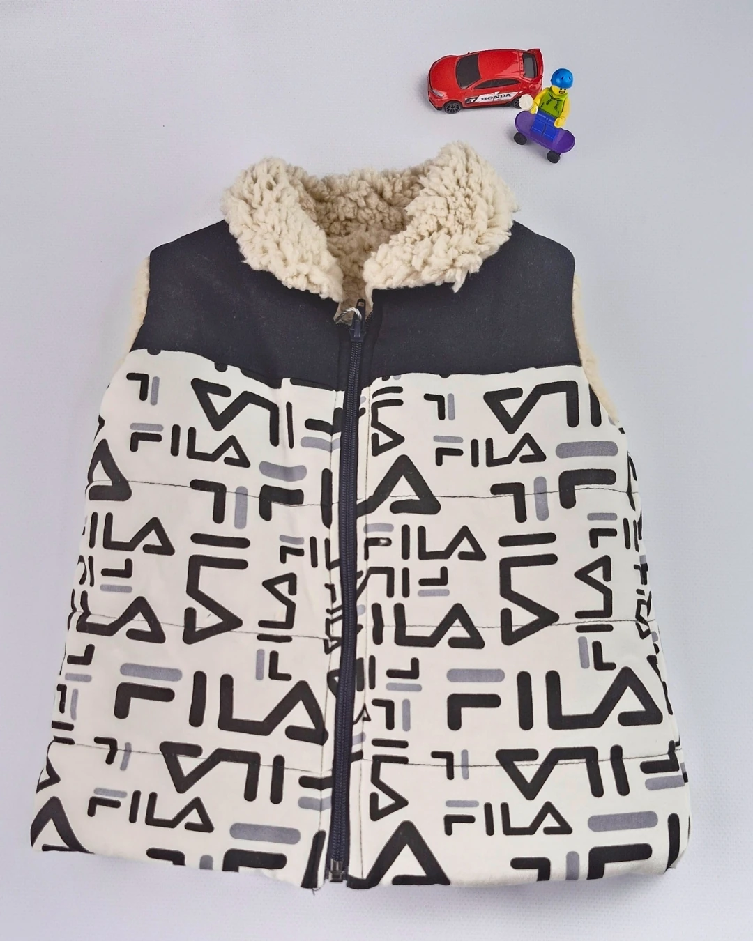 Asliva Çocuk 3'lü Takım İçi Kürklü Şişme Yelek Logolu Sweatshirt Ve Pantolon Set 2-5 Yaş