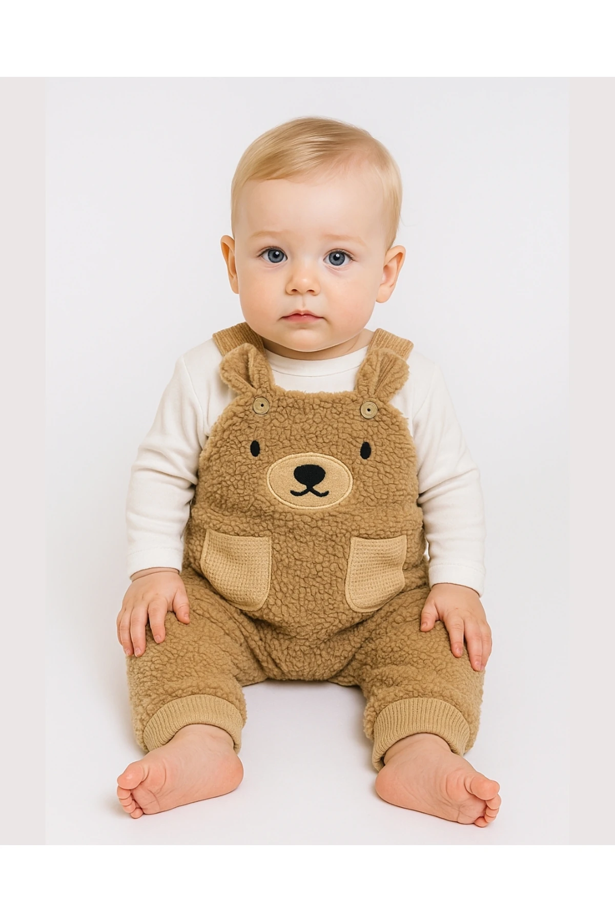 Erkek Bebek Peluş Ayıcık Tulum Takımı 2’li – 0-12 Ay