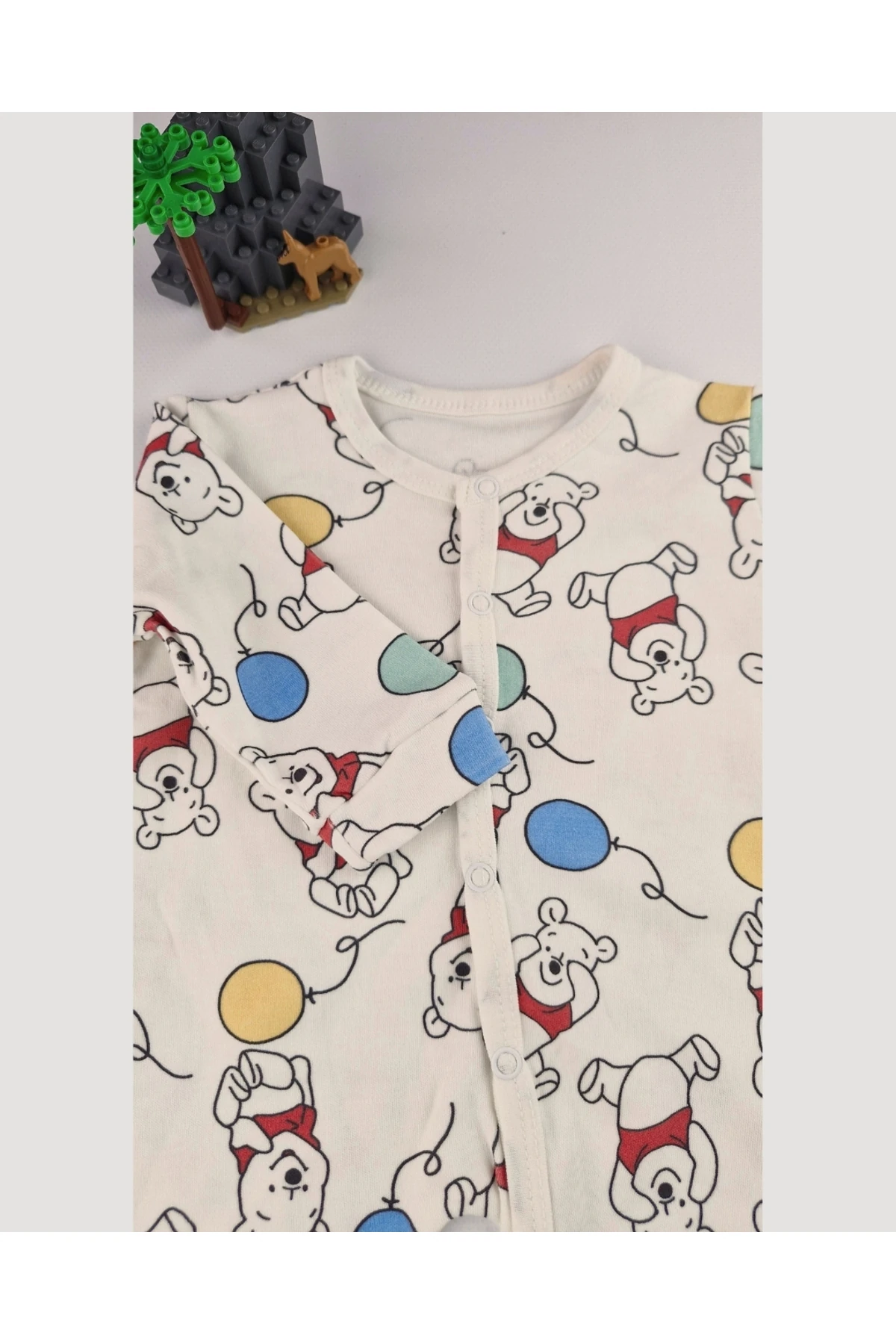 Bebek Tulum 0-3 Ay | Ayıcık ve Balon Desenli Pamuklu Penye