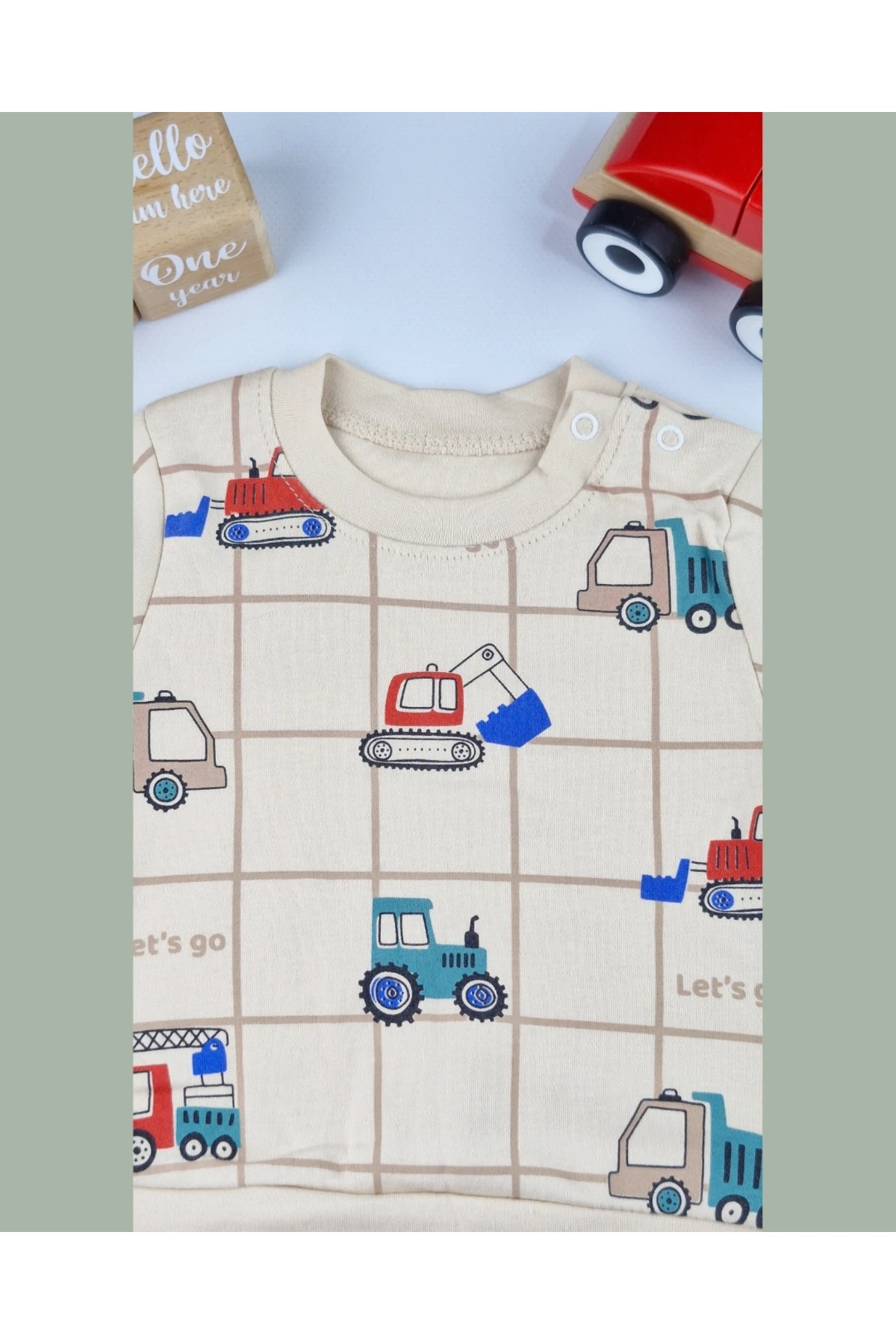 Asliva Erkek Bebek Araç Desenli Pamuklu Uzun Kollu Alt Üst Takım (6-18 ay)