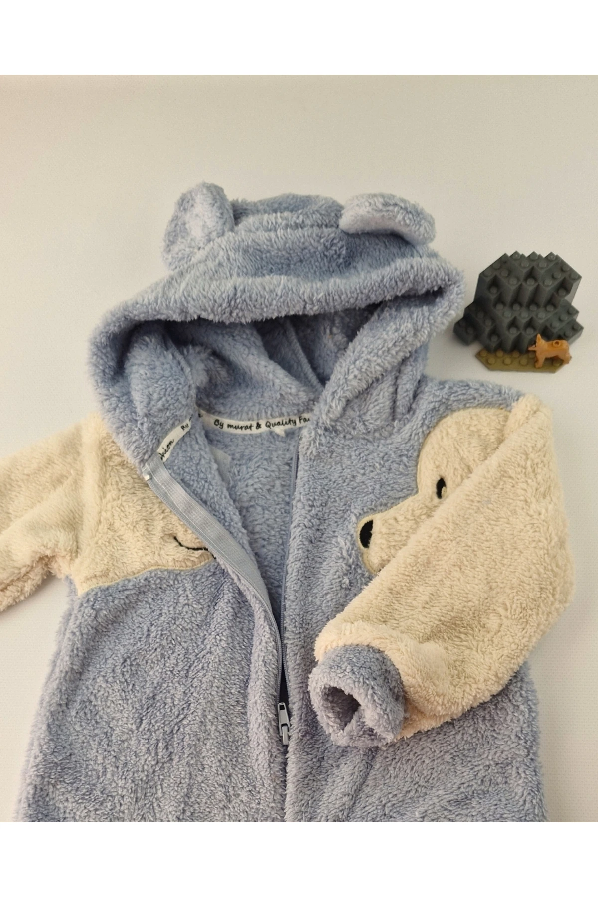 Asliva Welsoft Peluş Köpek Figürlü Kapüşonlu Bebek Tulum (0-12 Ay)