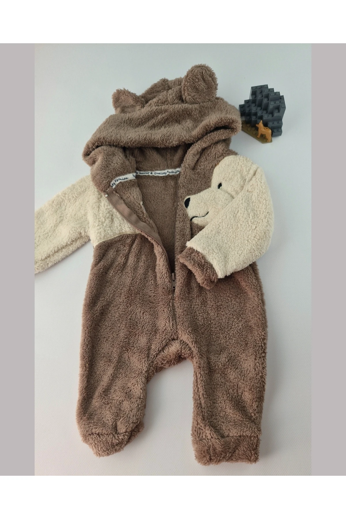 Asliva Welsoft Peluş Bebek Tulum - Kapüşonlu ve Fermuarlı